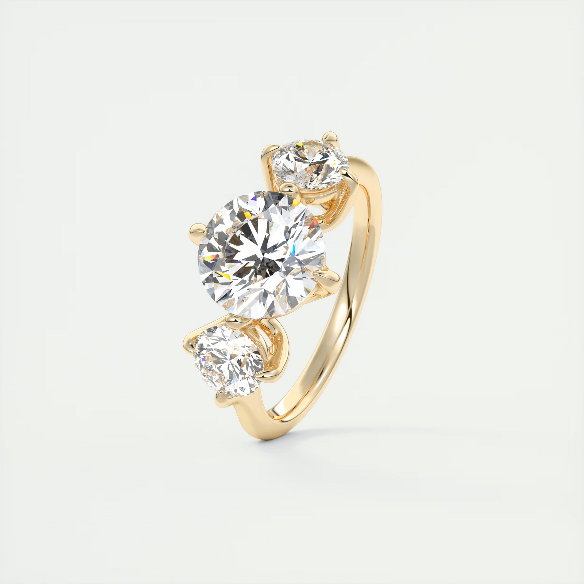 Stacked 2 Carat Round Flush Stacking Three-Stone Engagement Ring