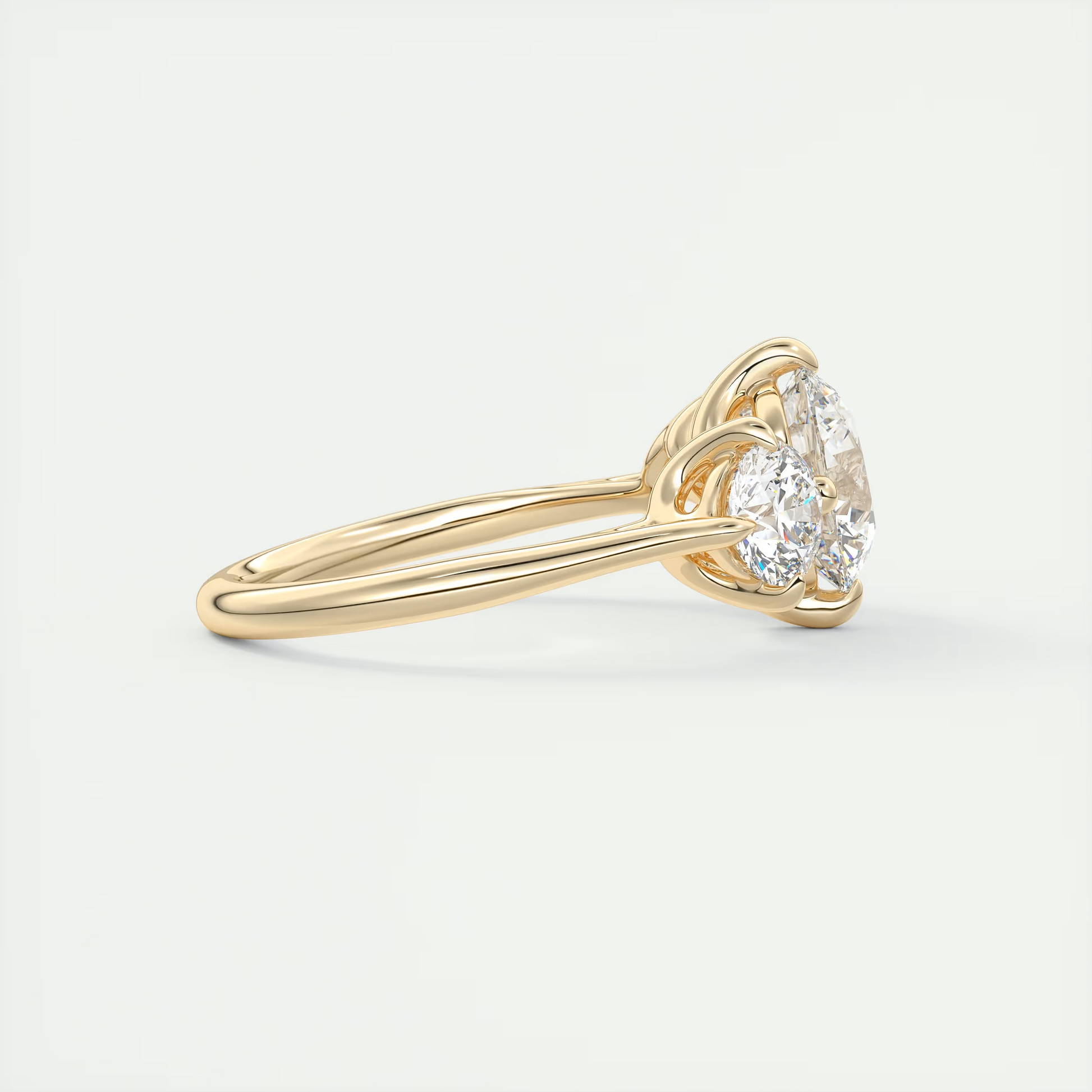 Stacked 2 Carat Round Flush Stacking Three-Stone Engagement Ring