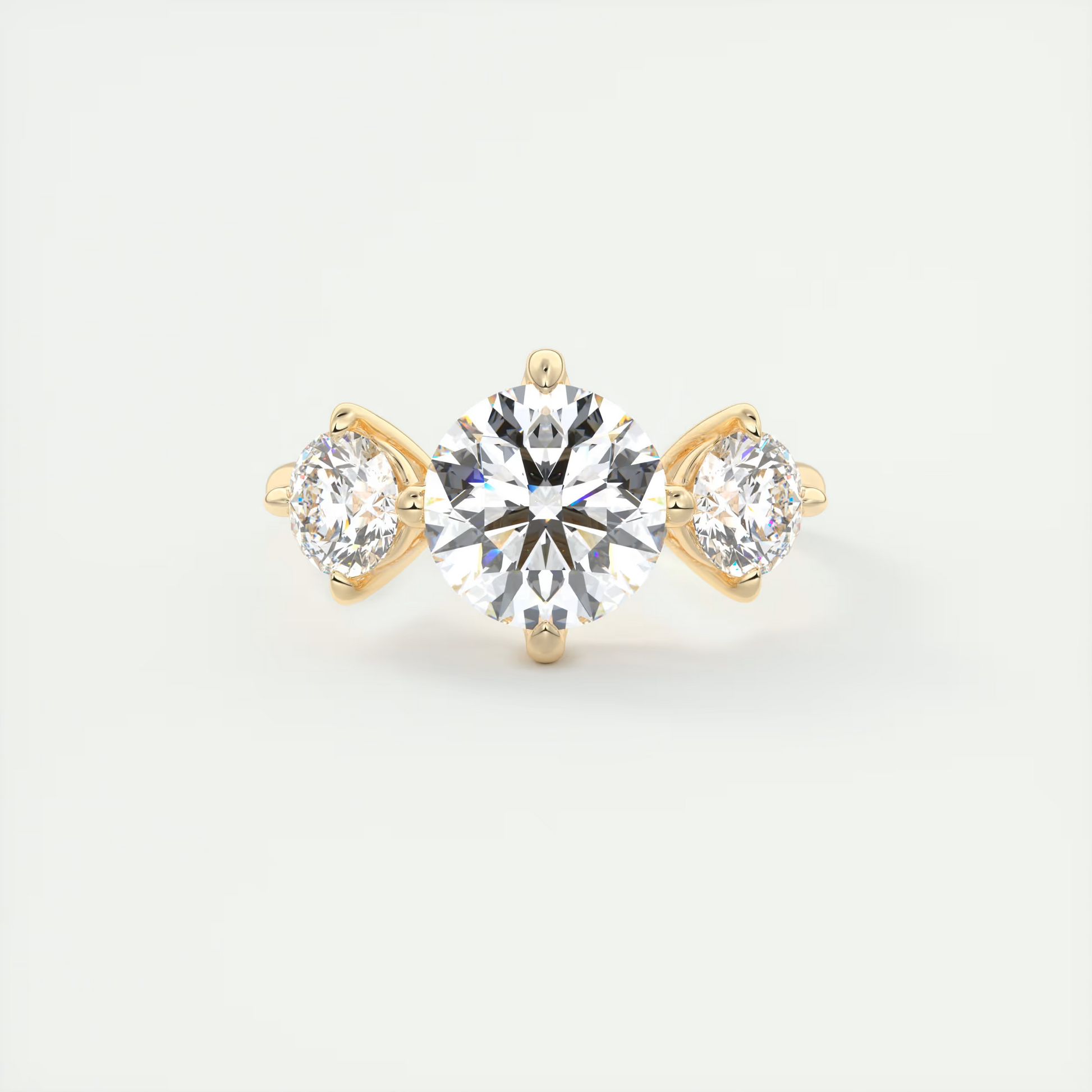 Stacked 2 Carat Round Flush Stacking Three-Stone Engagement Ring
