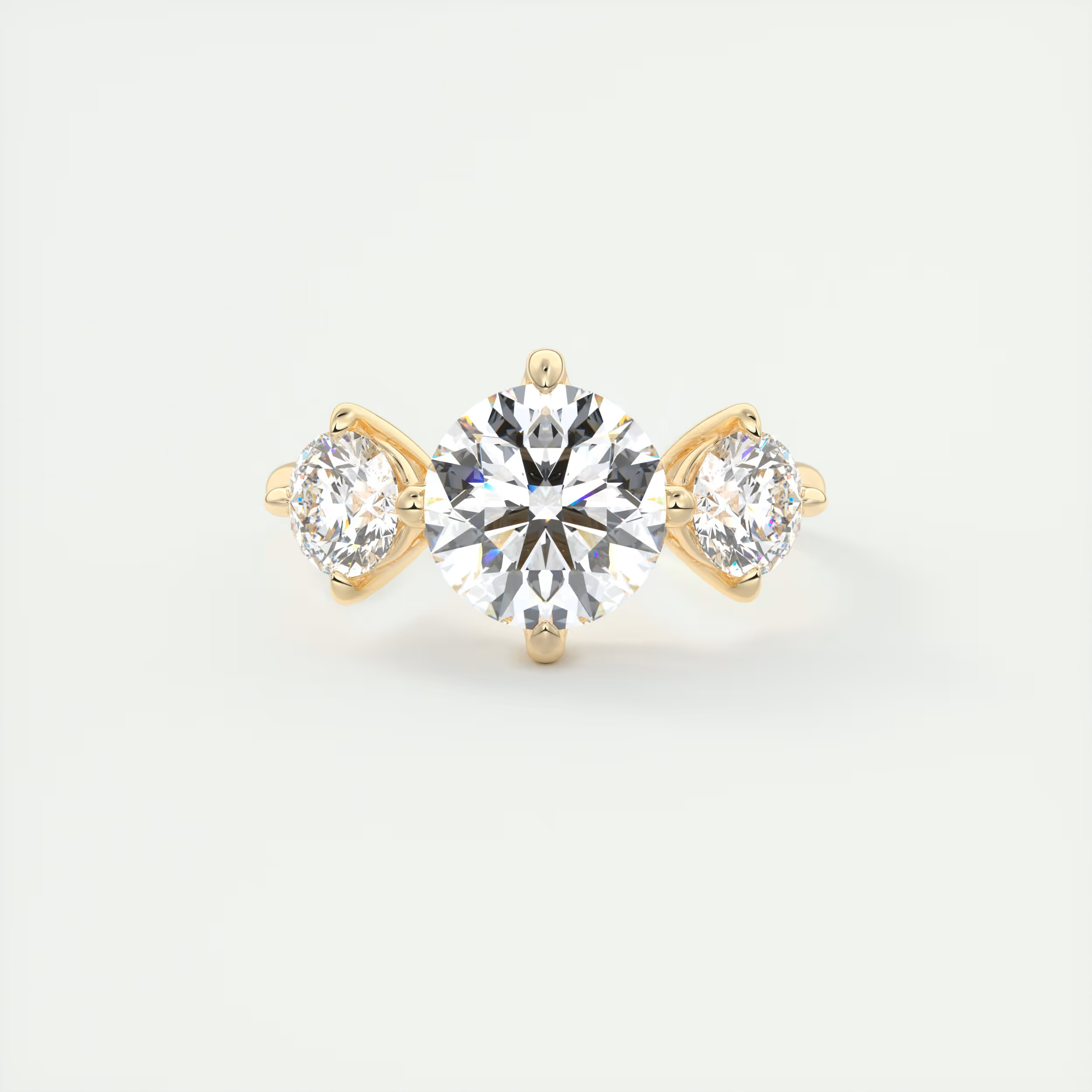 Stacked 2 Carat Round Flush Stacking Three-Stone Engagement Ring