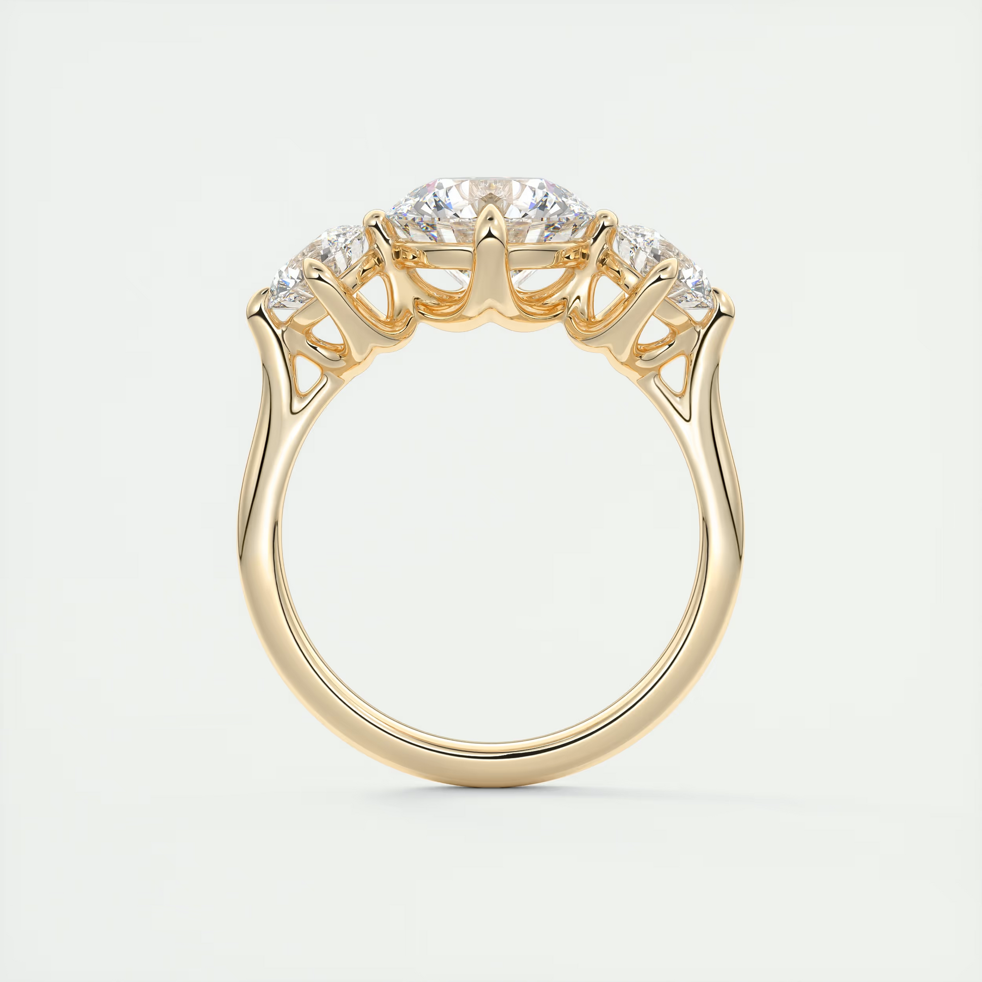 Stacked 2 Carat Round Flush Stacking Three-Stone Engagement Ring