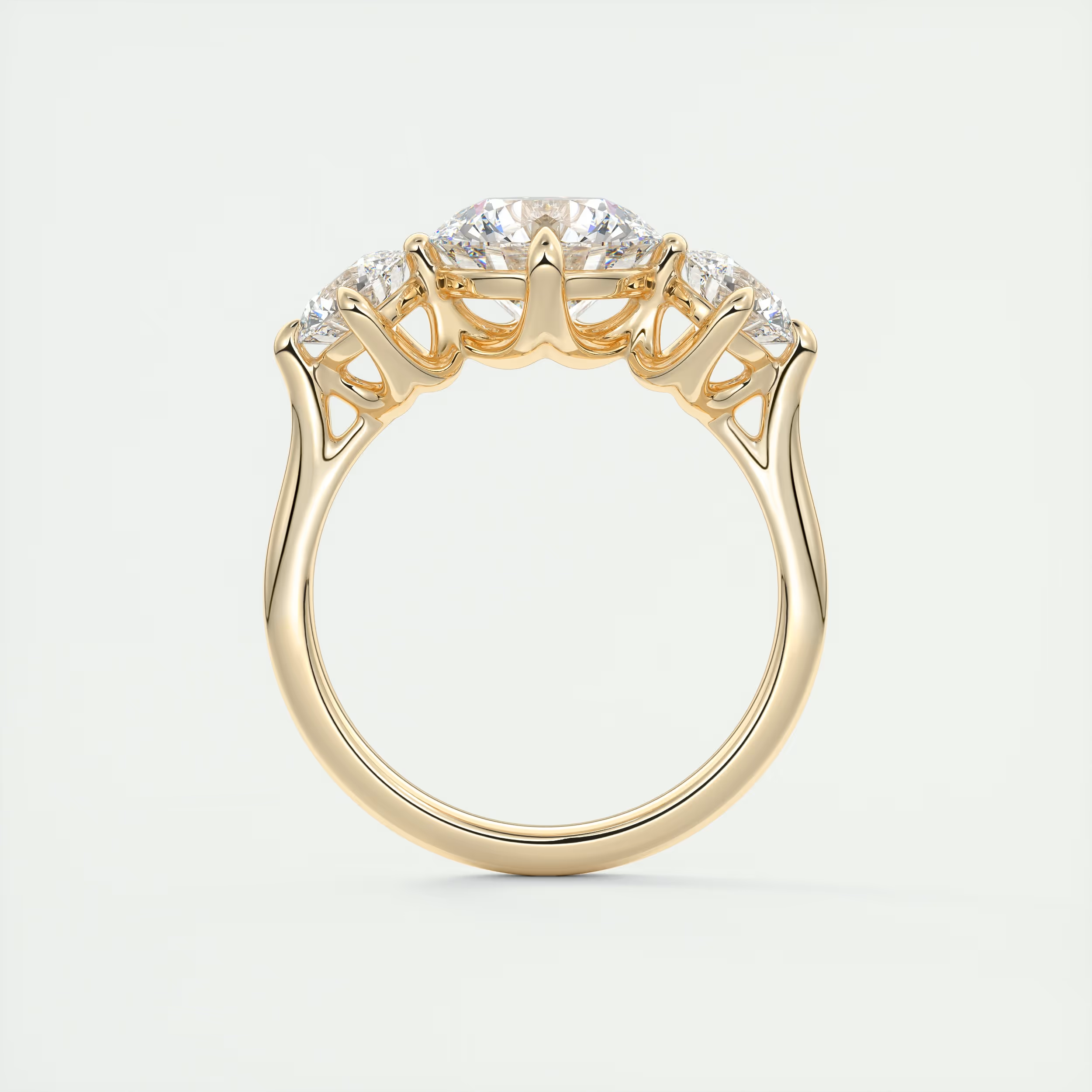 Stacked 2 Carat Round Flush Stacking Three-Stone Engagement Ring