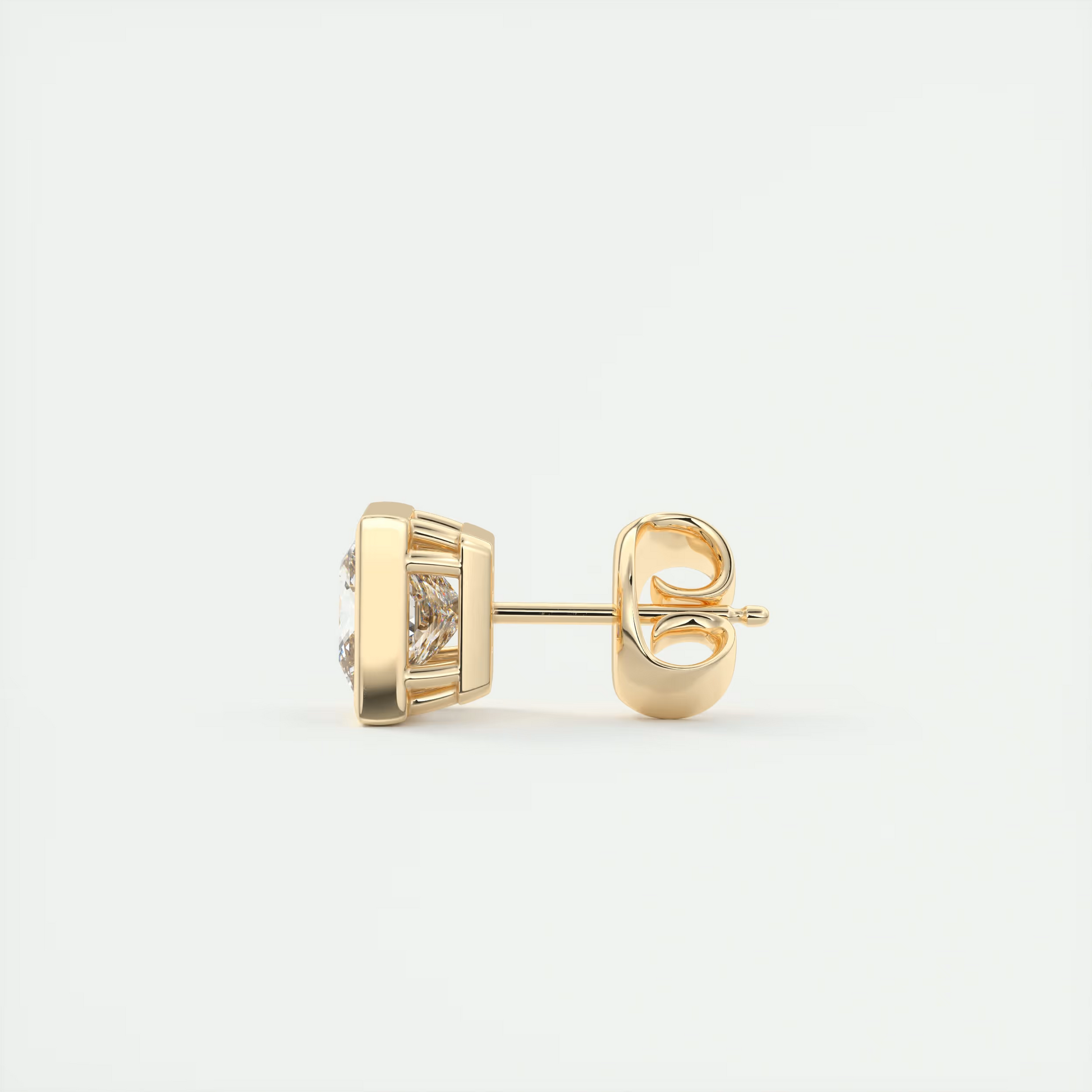 2 ct Princess Bezel Set Diamond Studs