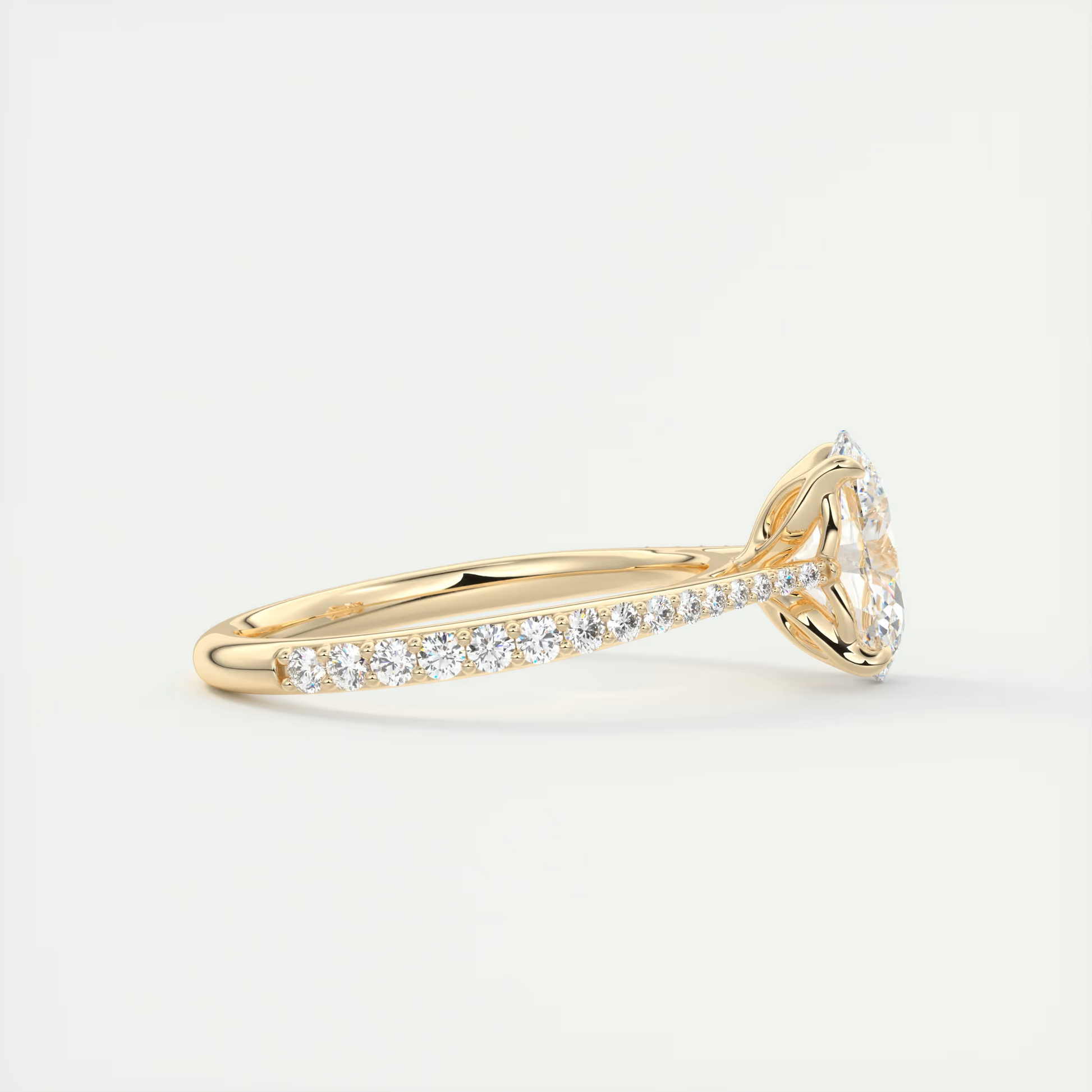 2 Carat Floral Oval Cathedral Solitaire