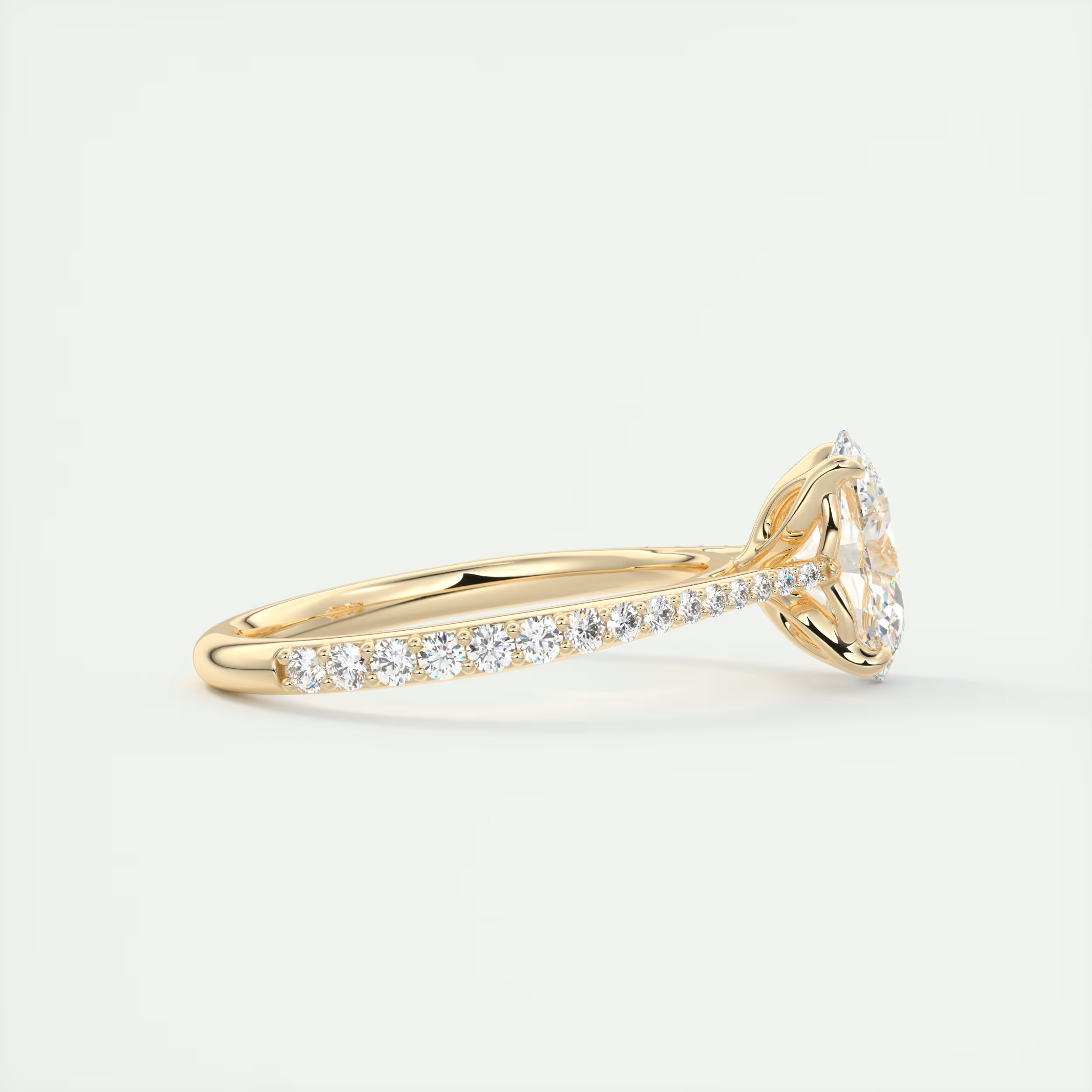 2 Carat Floral Oval Cathedral Solitaire