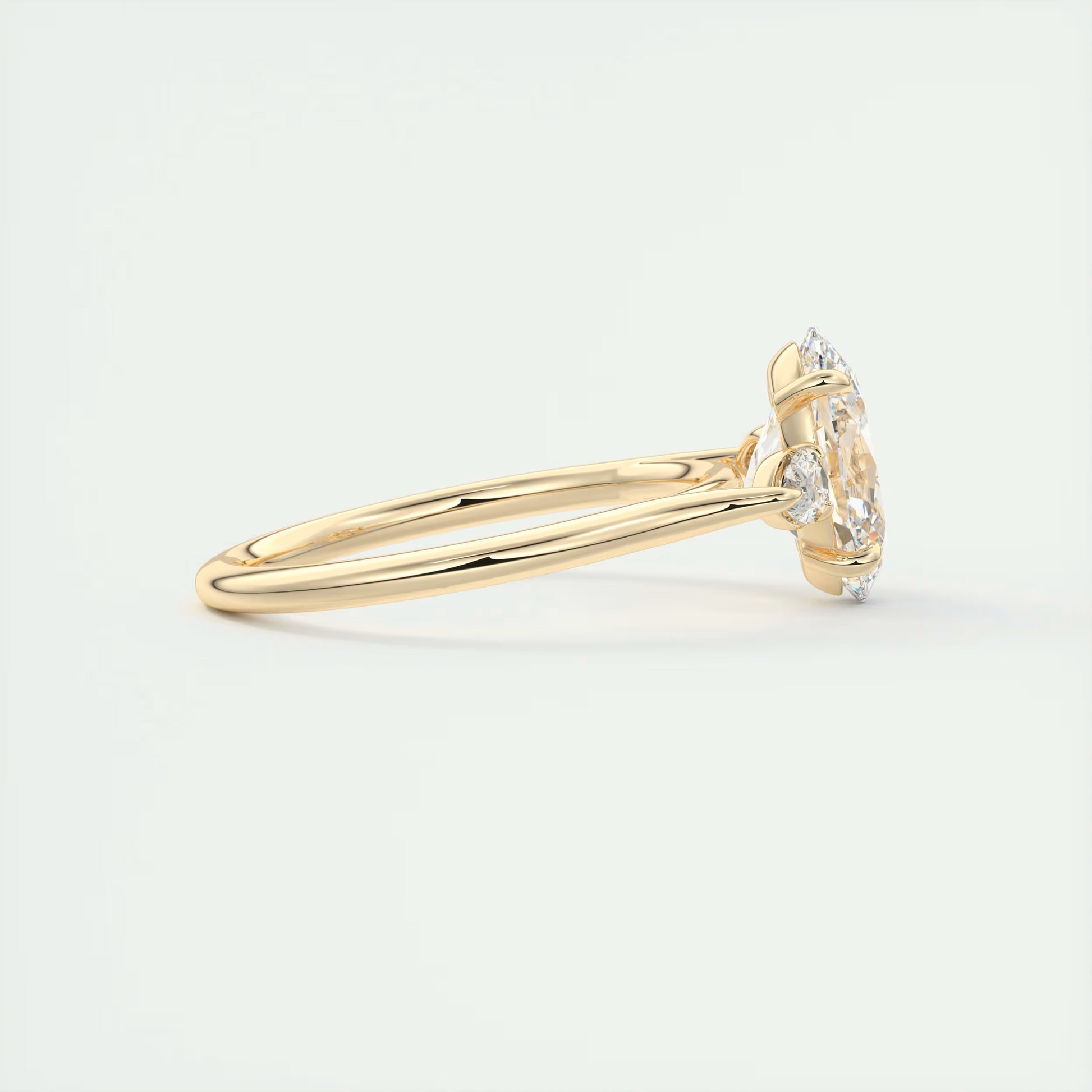 Elegance 2 Carat Oval Center Flush Stacking Pear Three-Stone Engagement Ring