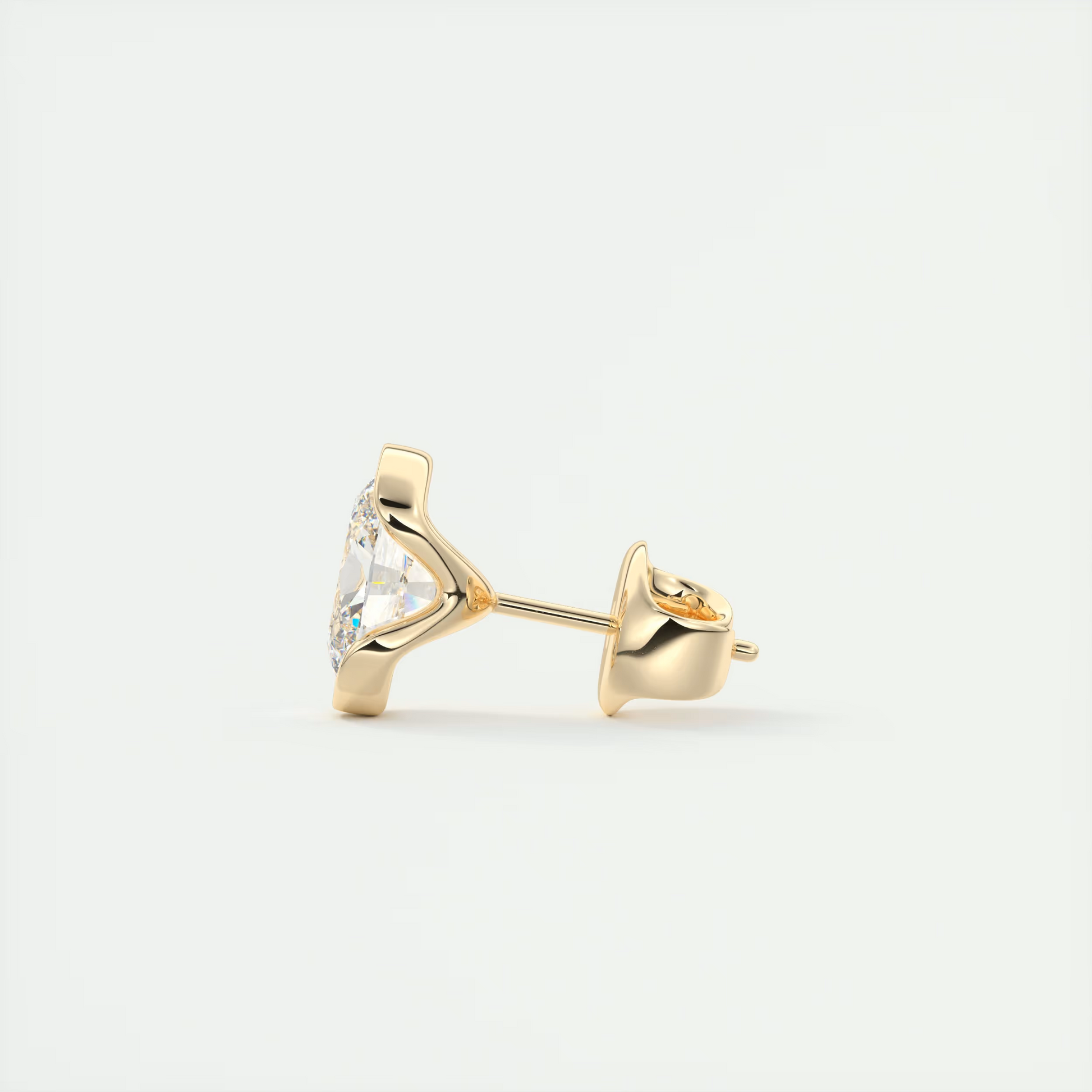 2 ct Oval Half Bezel Set Diamond Studs