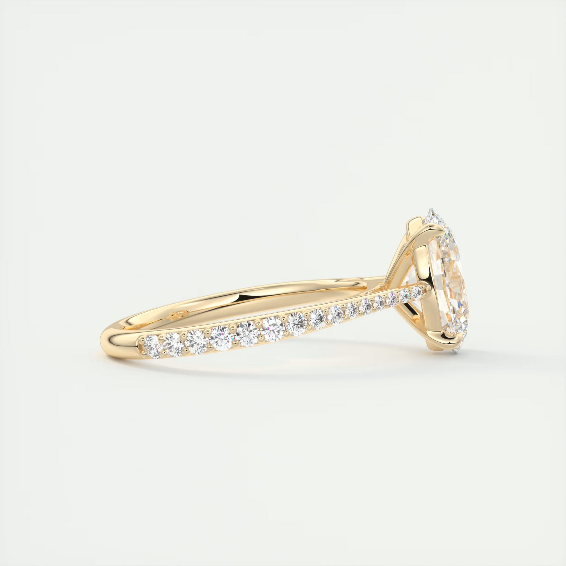 2carat oval Solitaire Cathedral Pavé Setting