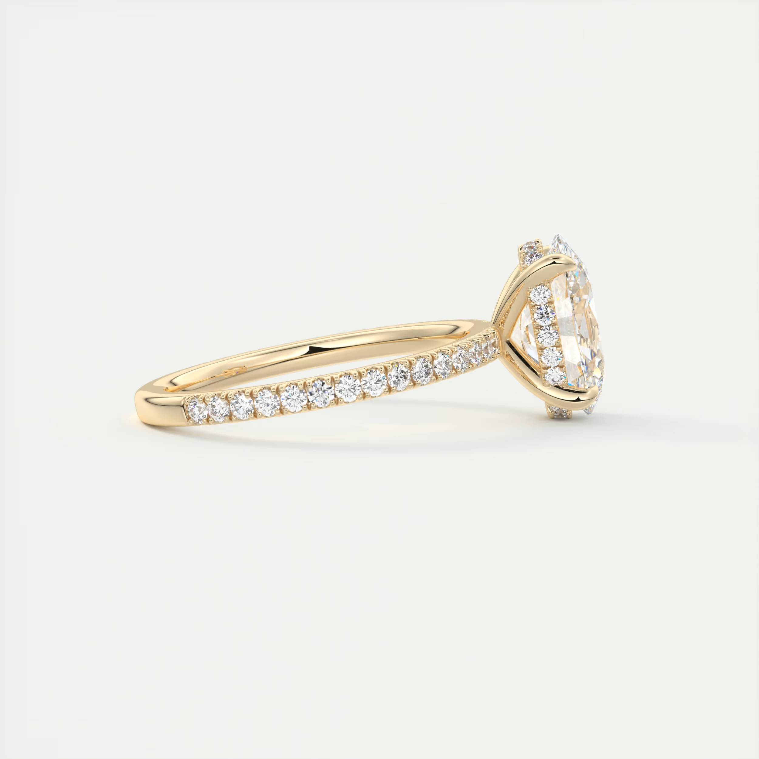 Cncircled 2 Carat Oval Hidden Halo Pavé Setting