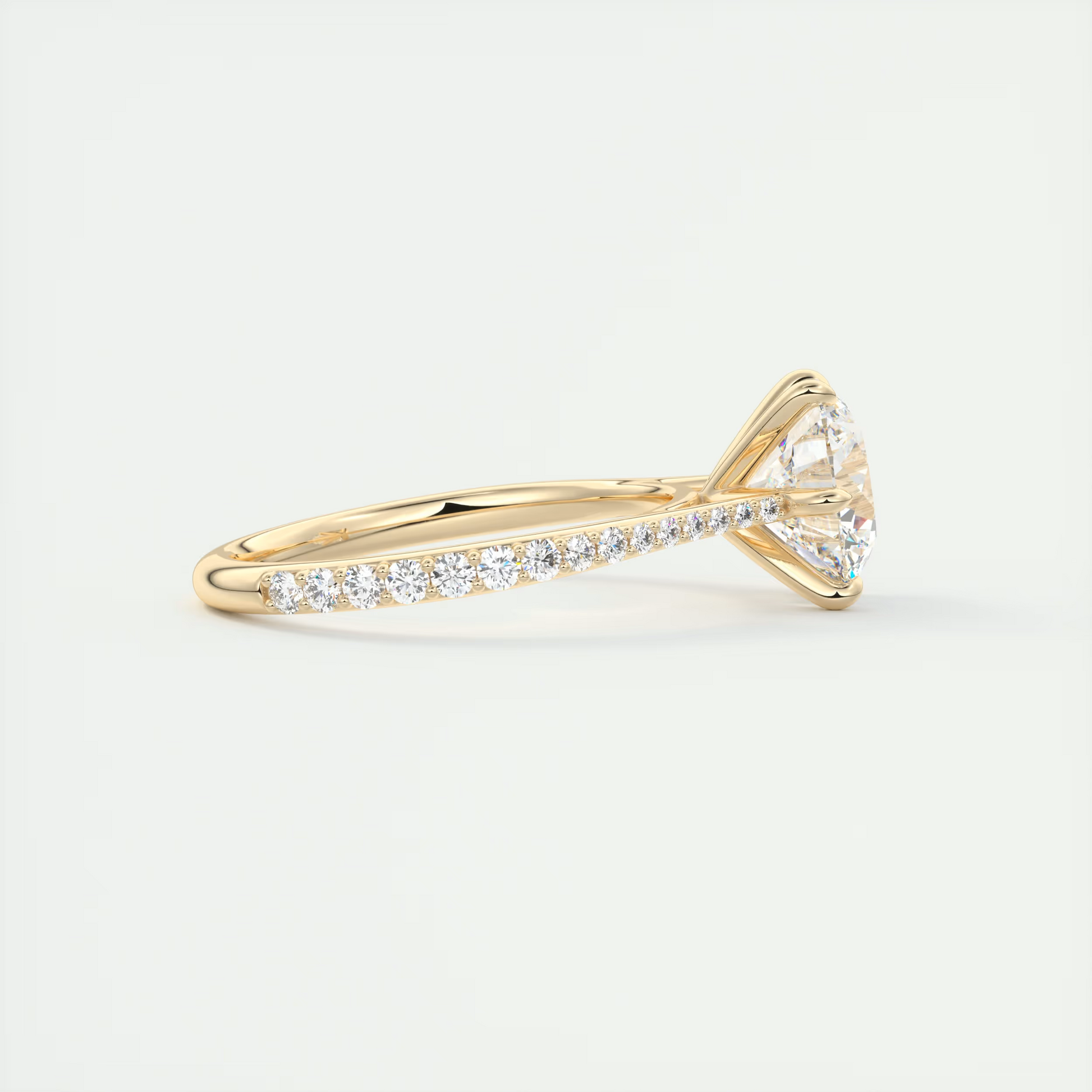 2 Carat Round Solitaire Cathedral Pavé Setting