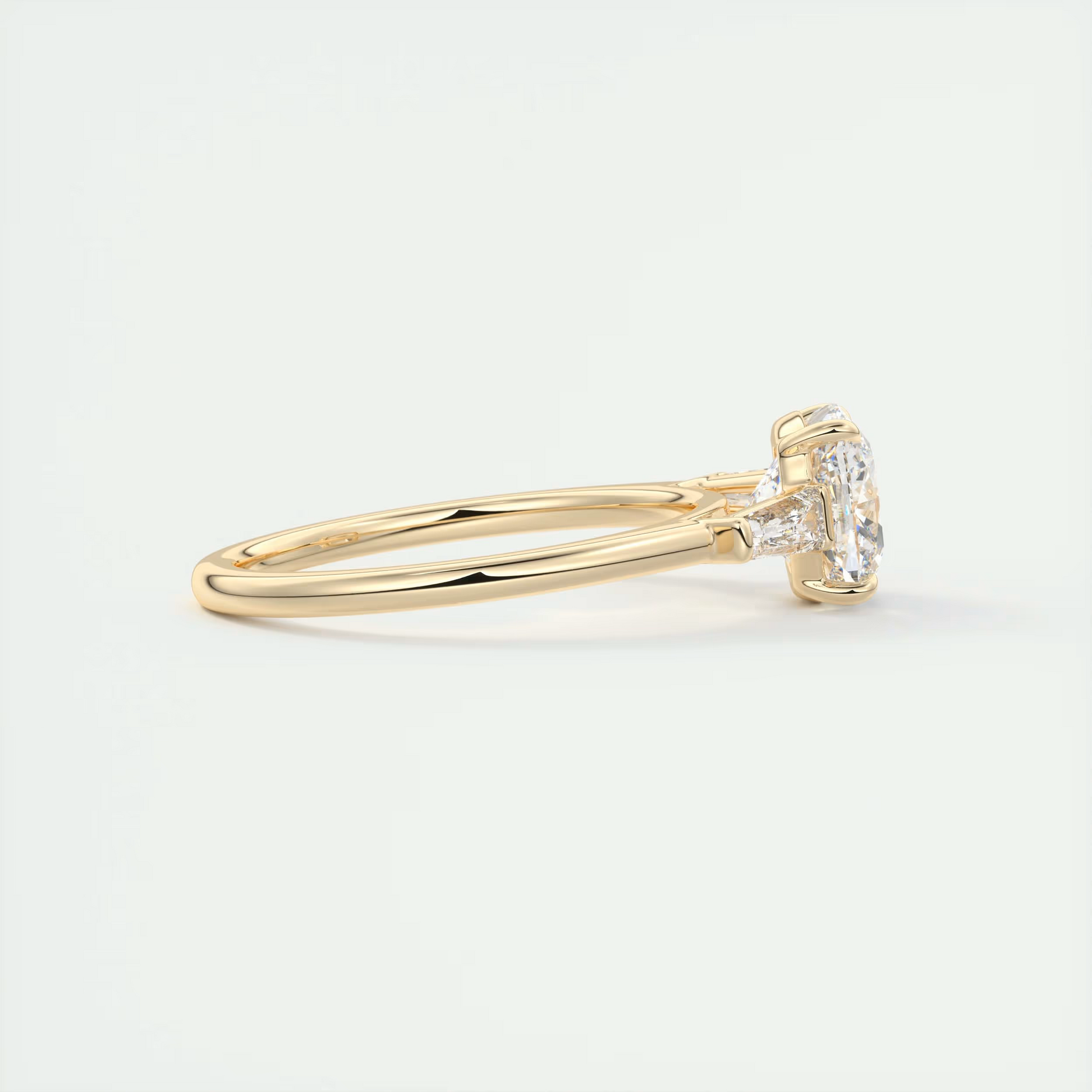 Sleek 2 Carat Cushion Flush Stacking Three-Stone Engagement Ring
