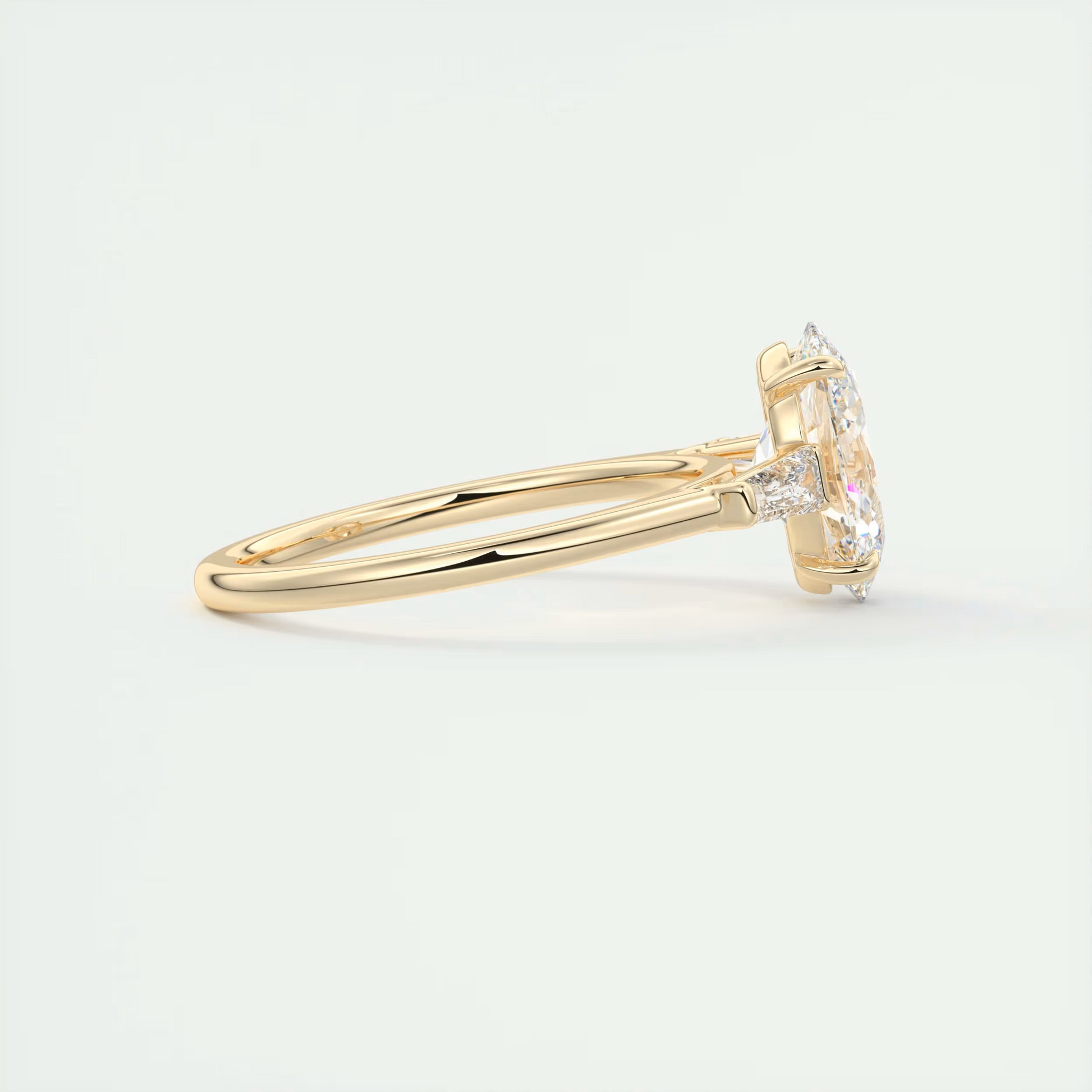 Sparkle 2 Carat Oval Flush Stacking Three-Stone Engagement Ring