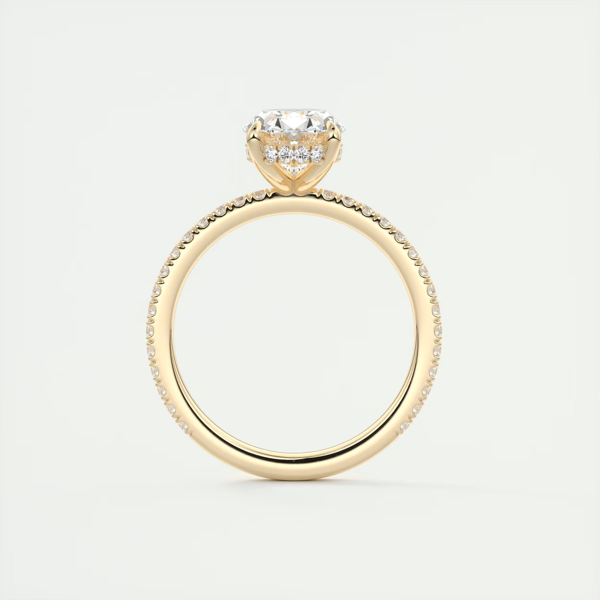 Cncircled 2 Carat Oval Hidden Halo Pavé Setting