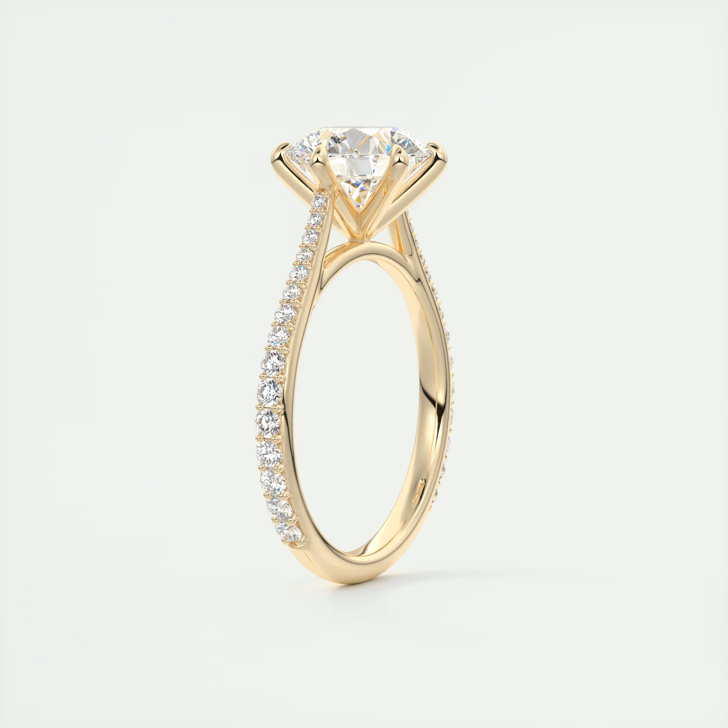 2 Carat Round Solitaire Cathedral Pavé Setting