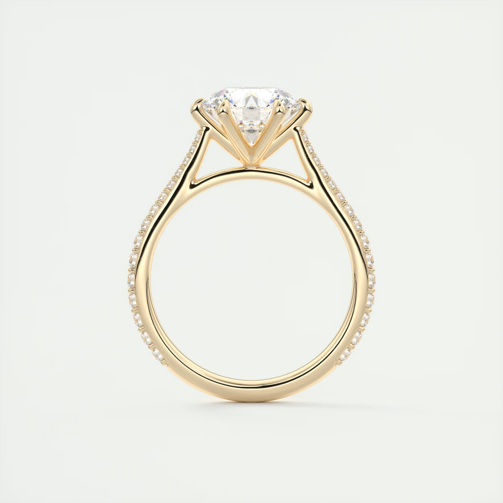 2 Carat Round Solitaire Cathedral Pavé Setting