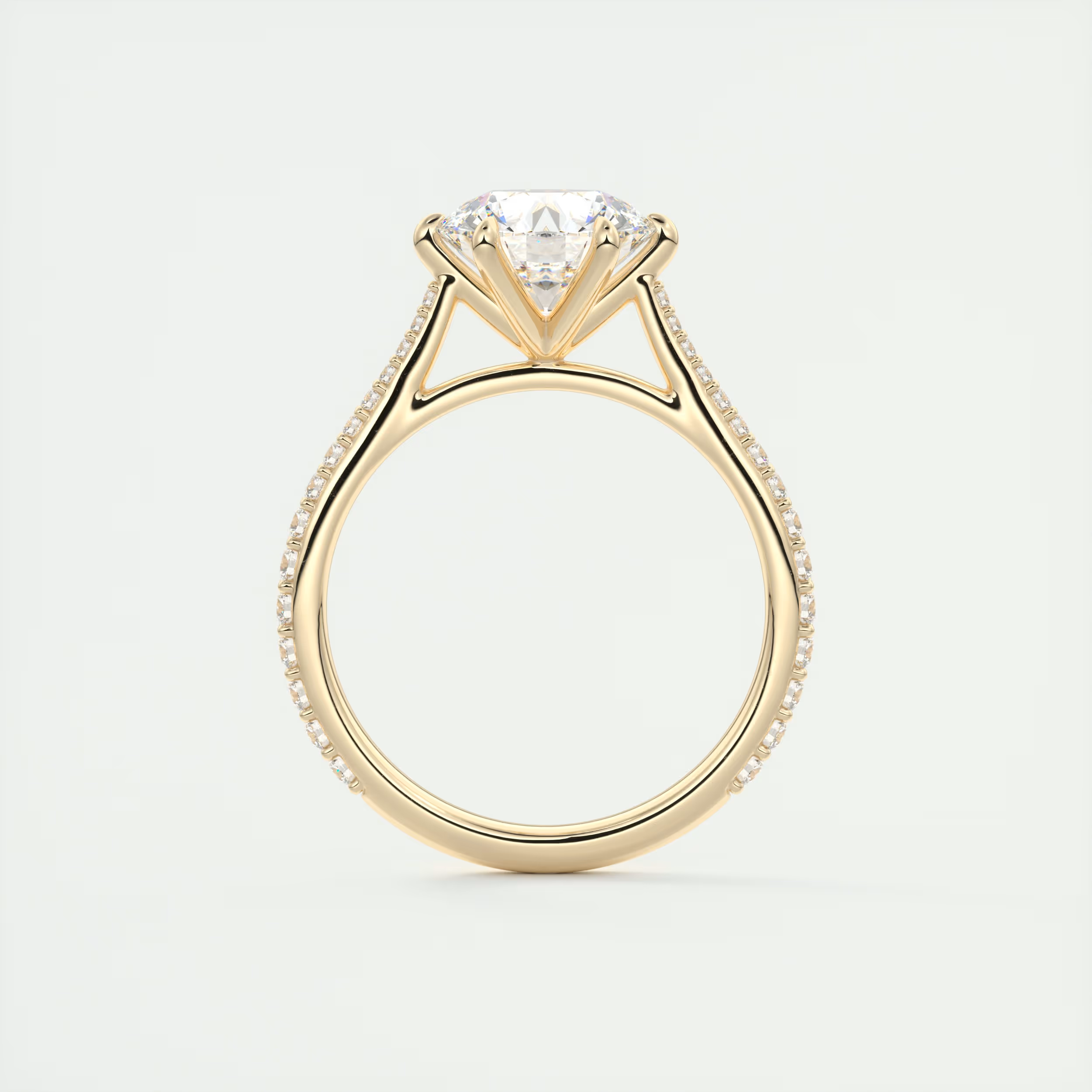 2 Carat Round Solitaire Cathedral Pavé Setting