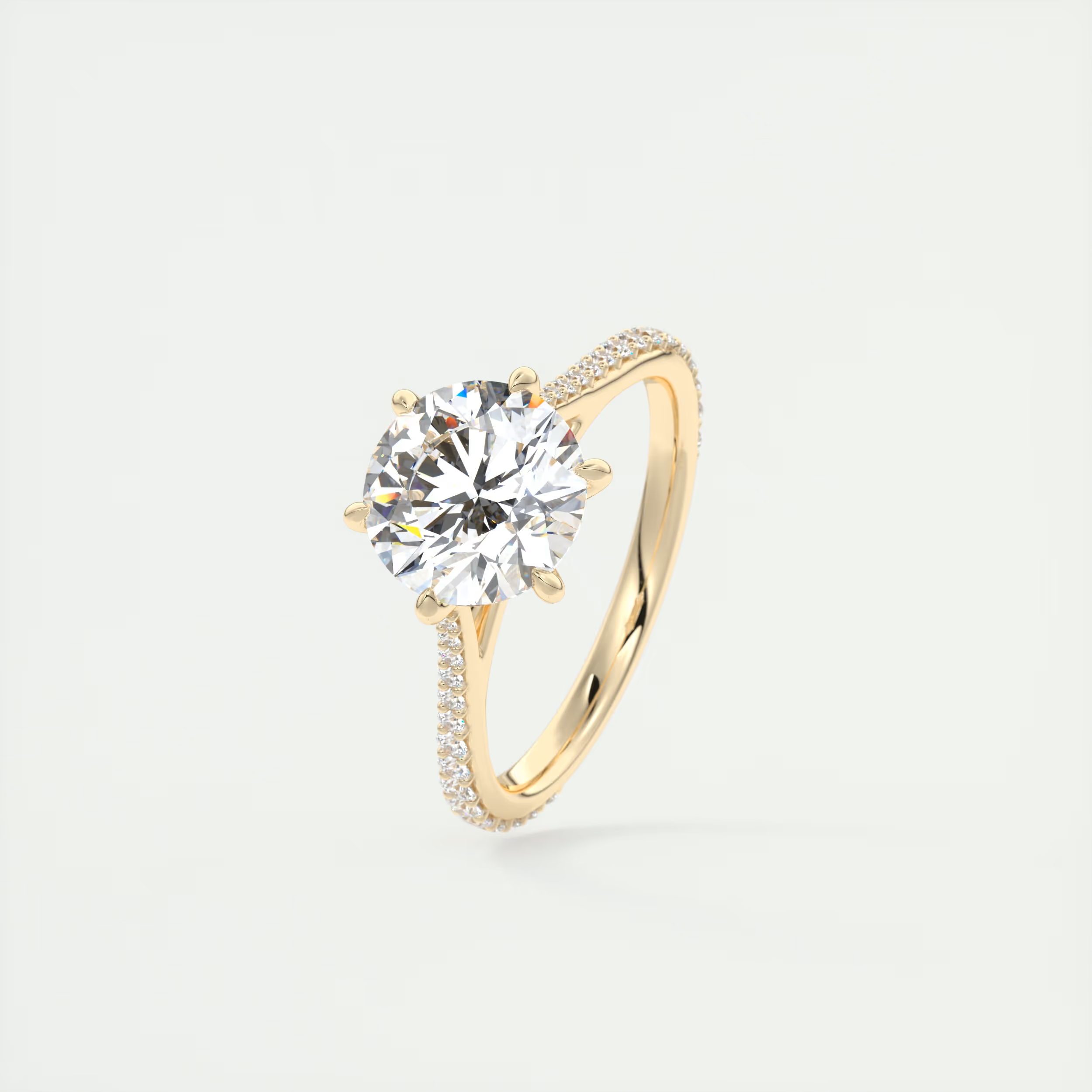 2 Carat Round Solitaire Cathedral Pavé Setting