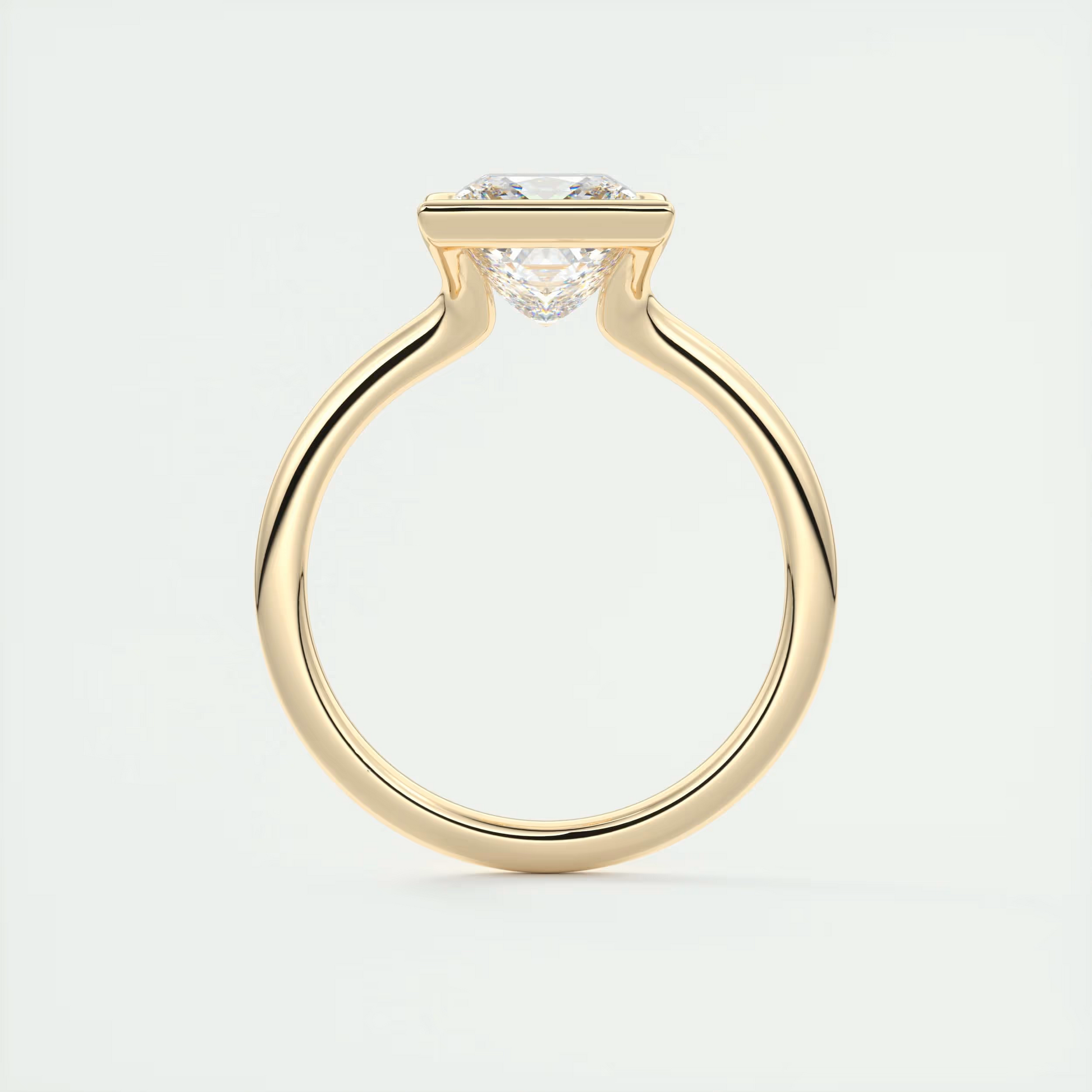 2 Carat Princess Flush Stacking Half Bezel Solitaire