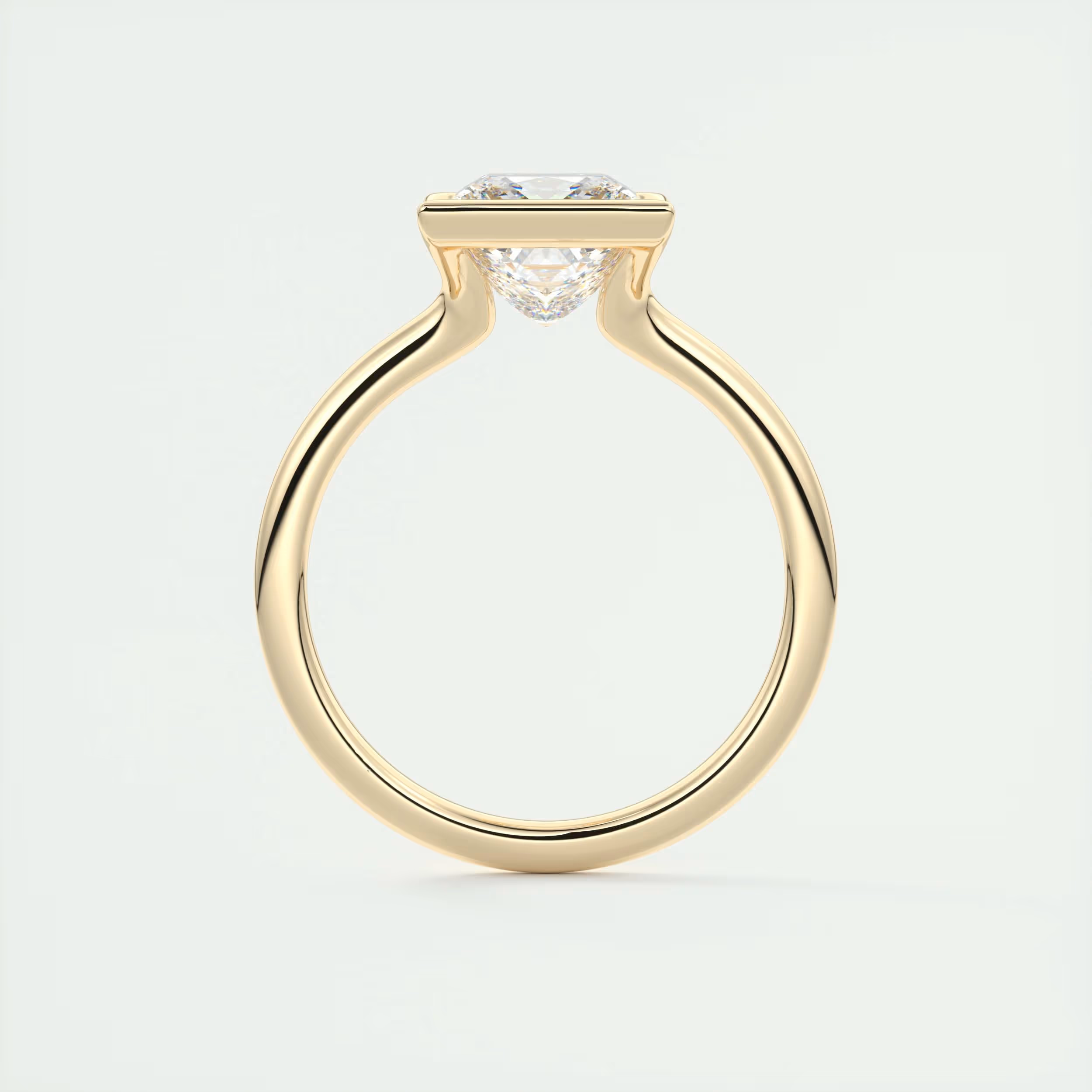 2 Carat Princess Flush Stacking Half Bezel Solitaire