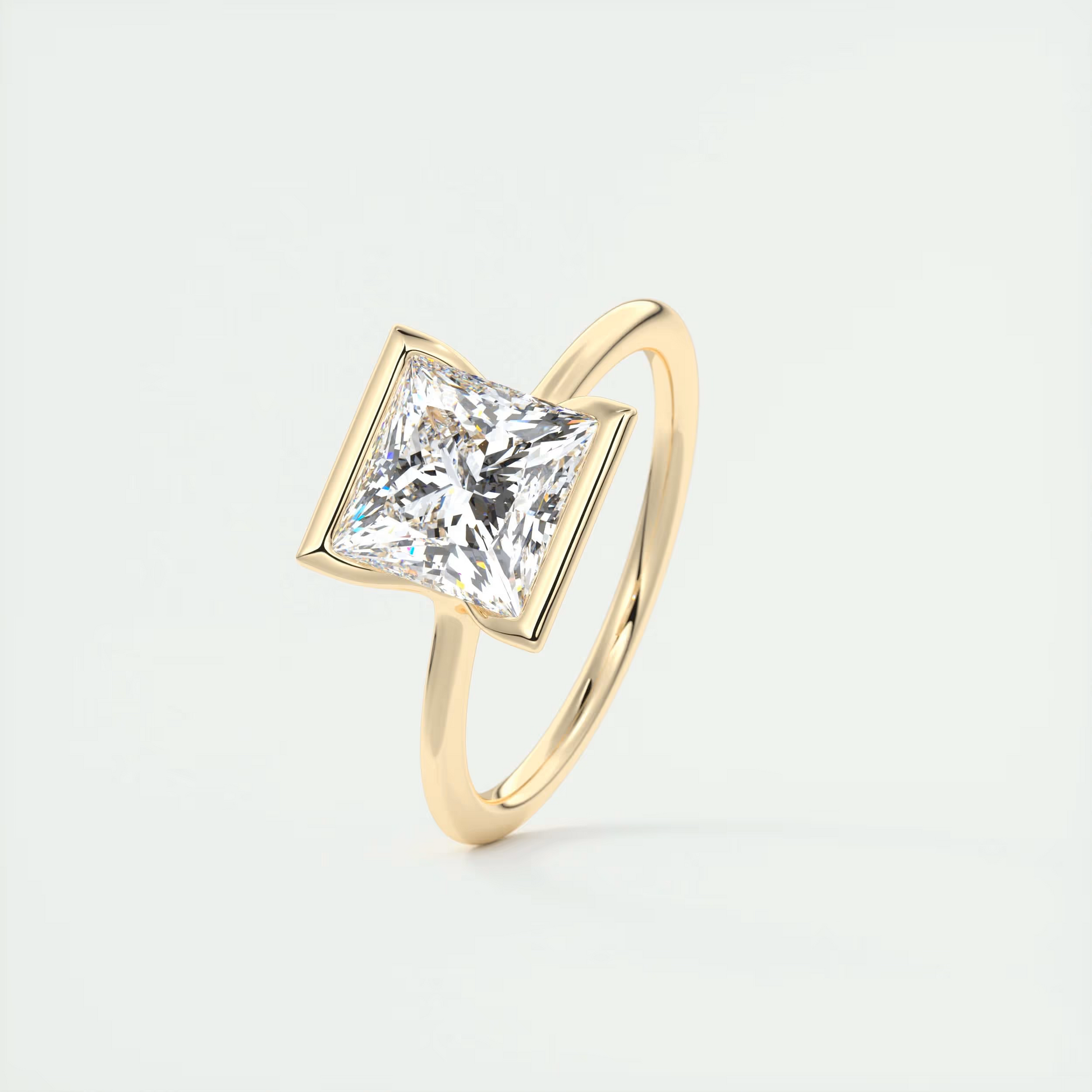 2 Carat Princess Flush Stacking Half Bezel Solitaire