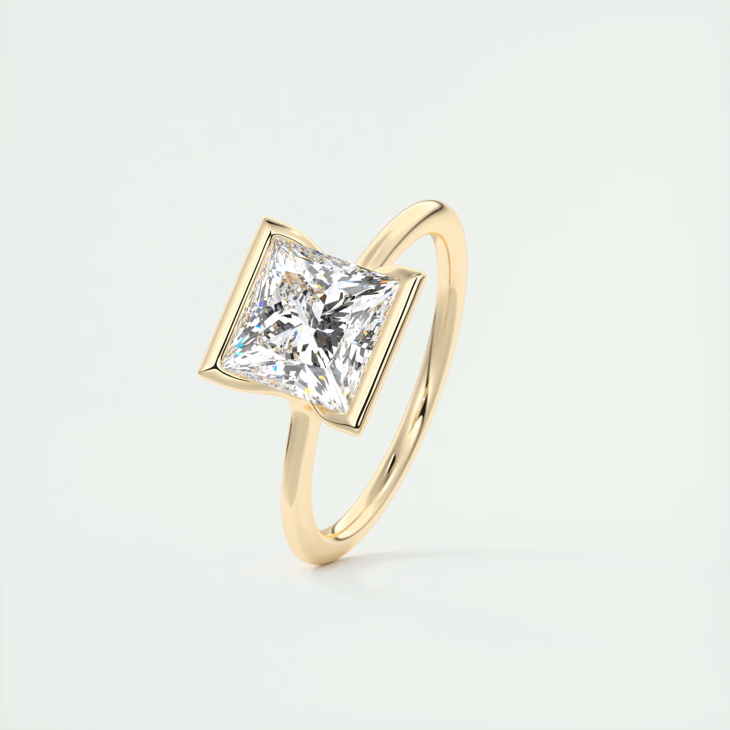 2 Carat Princess Flush Stacking Half Bezel Solitaire