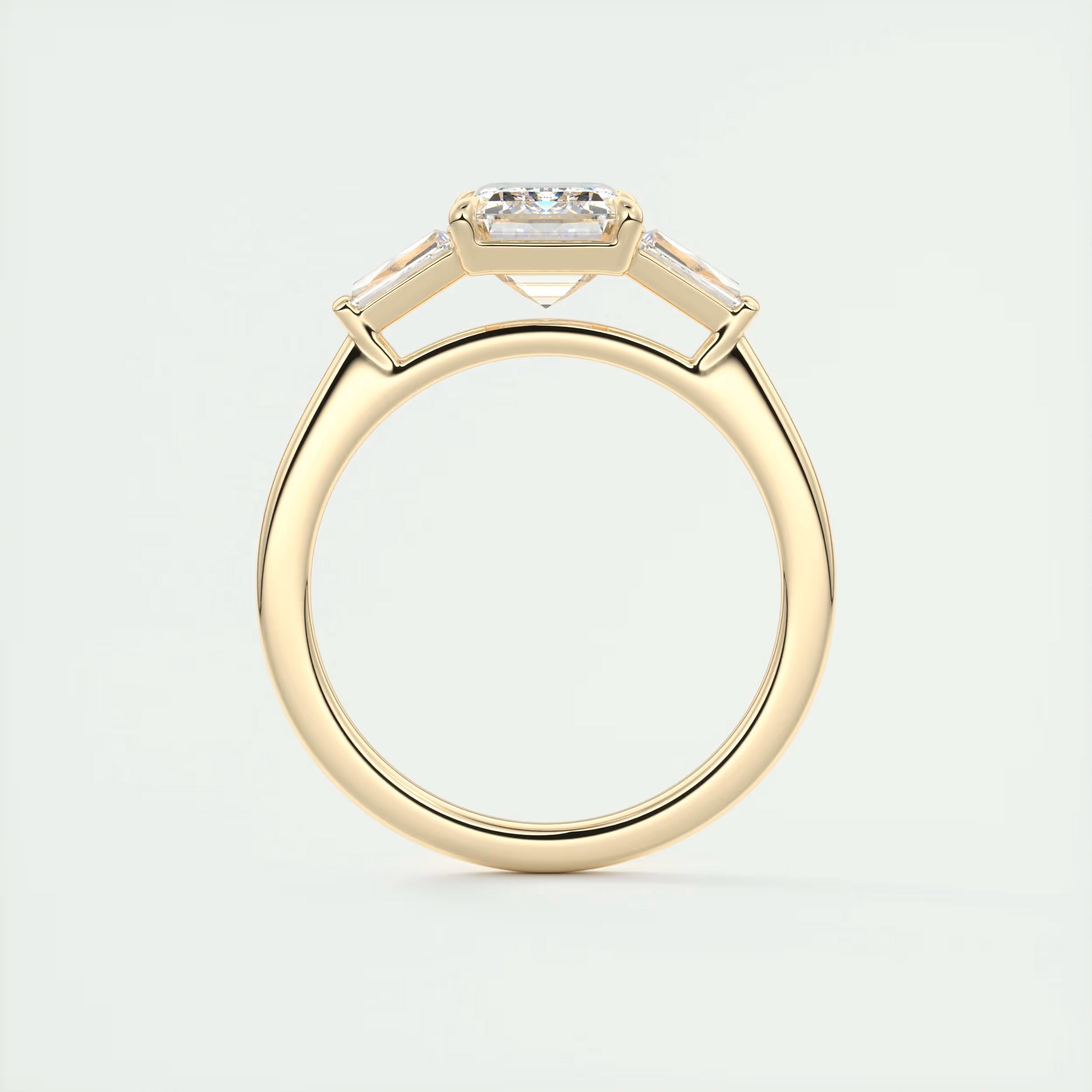 Precision 2 Carat Emerald Flush Stacking Three-Stone Engagement Ring