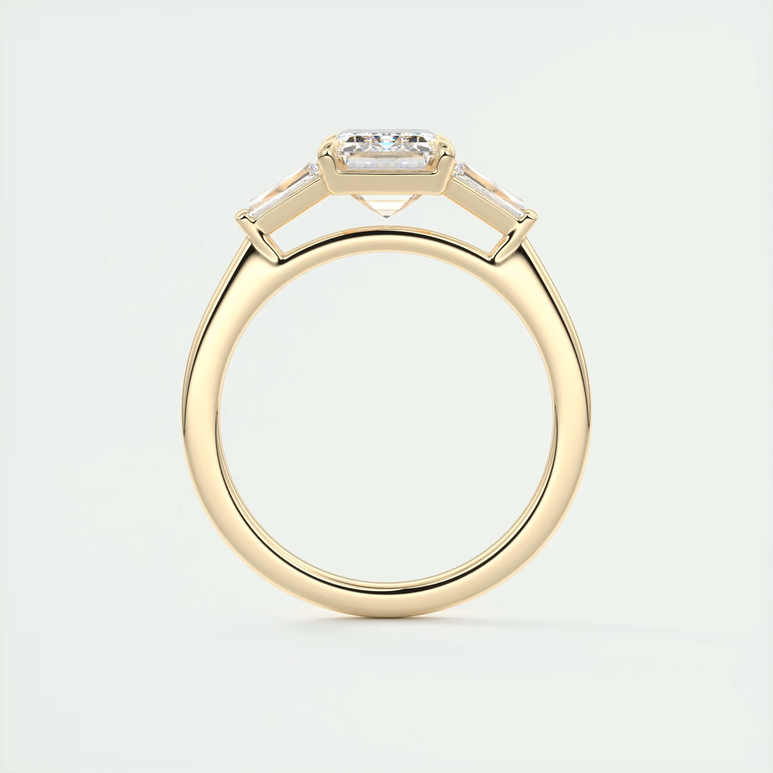 Precision 2 Carat Emerald Flush Stacking Three-Stone Engagement Ring