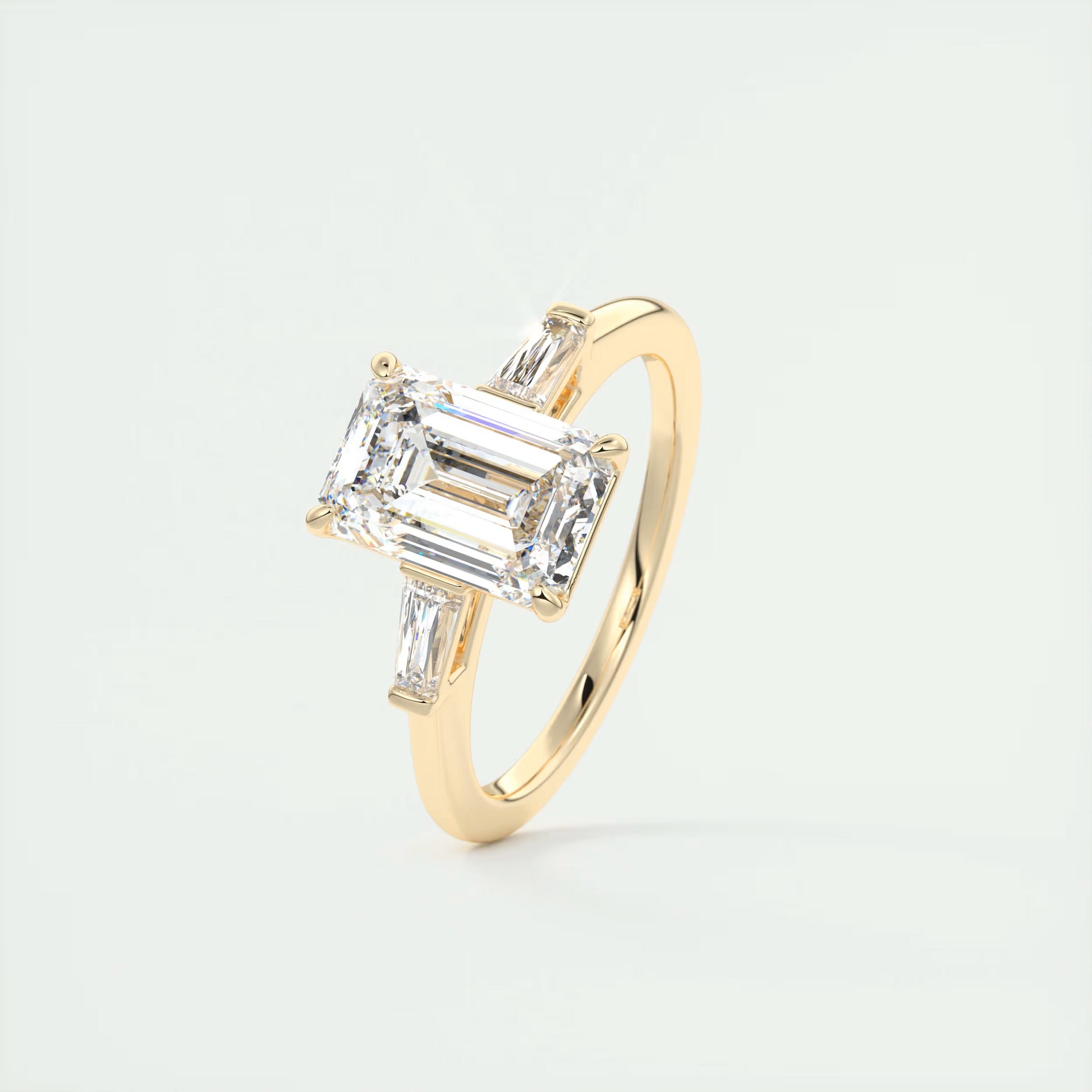 Precision 2 Carat Emerald Flush Stacking Three-Stone Engagement Ring