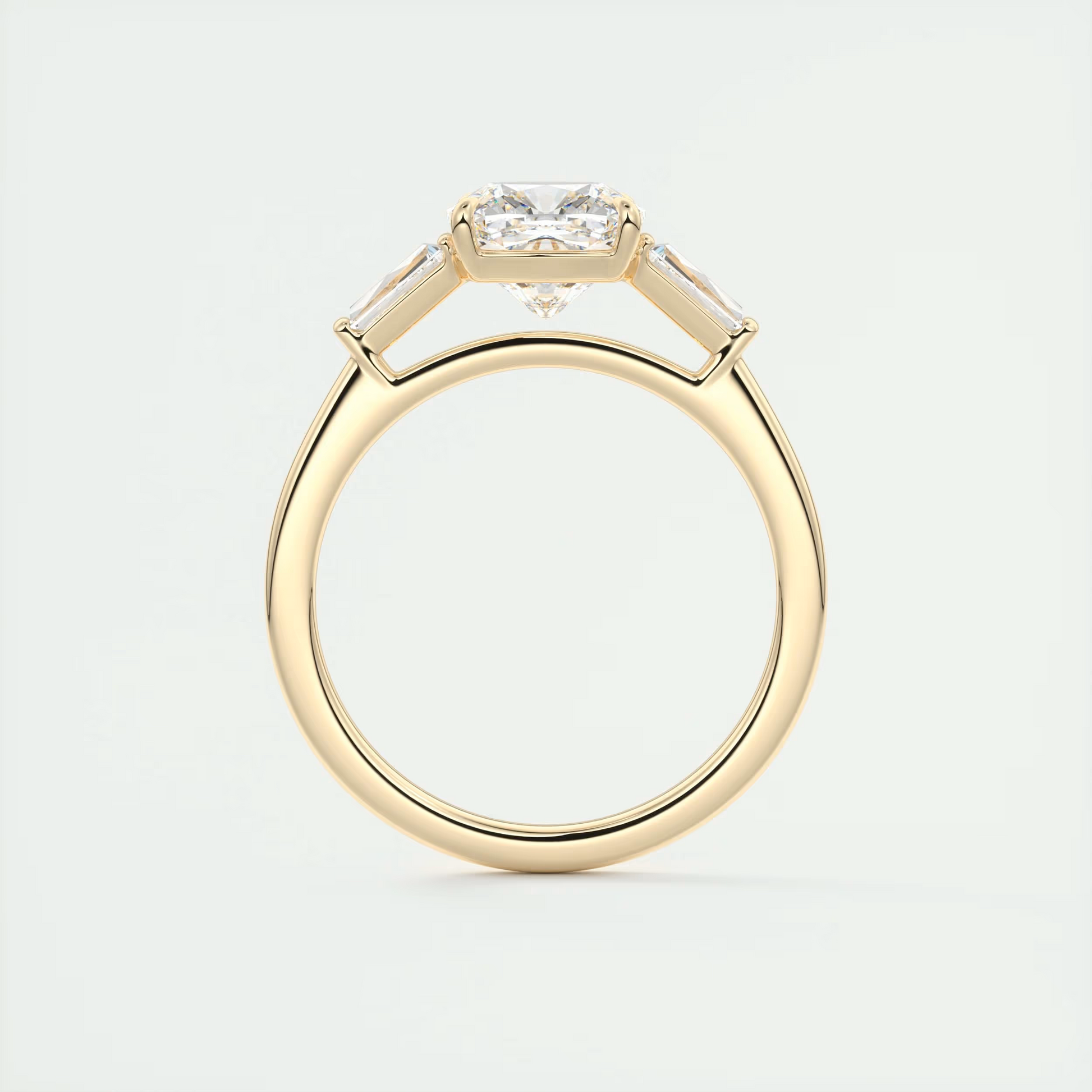 Sleek 2 Carat Cushion Flush Stacking Three-Stone Engagement Ring
