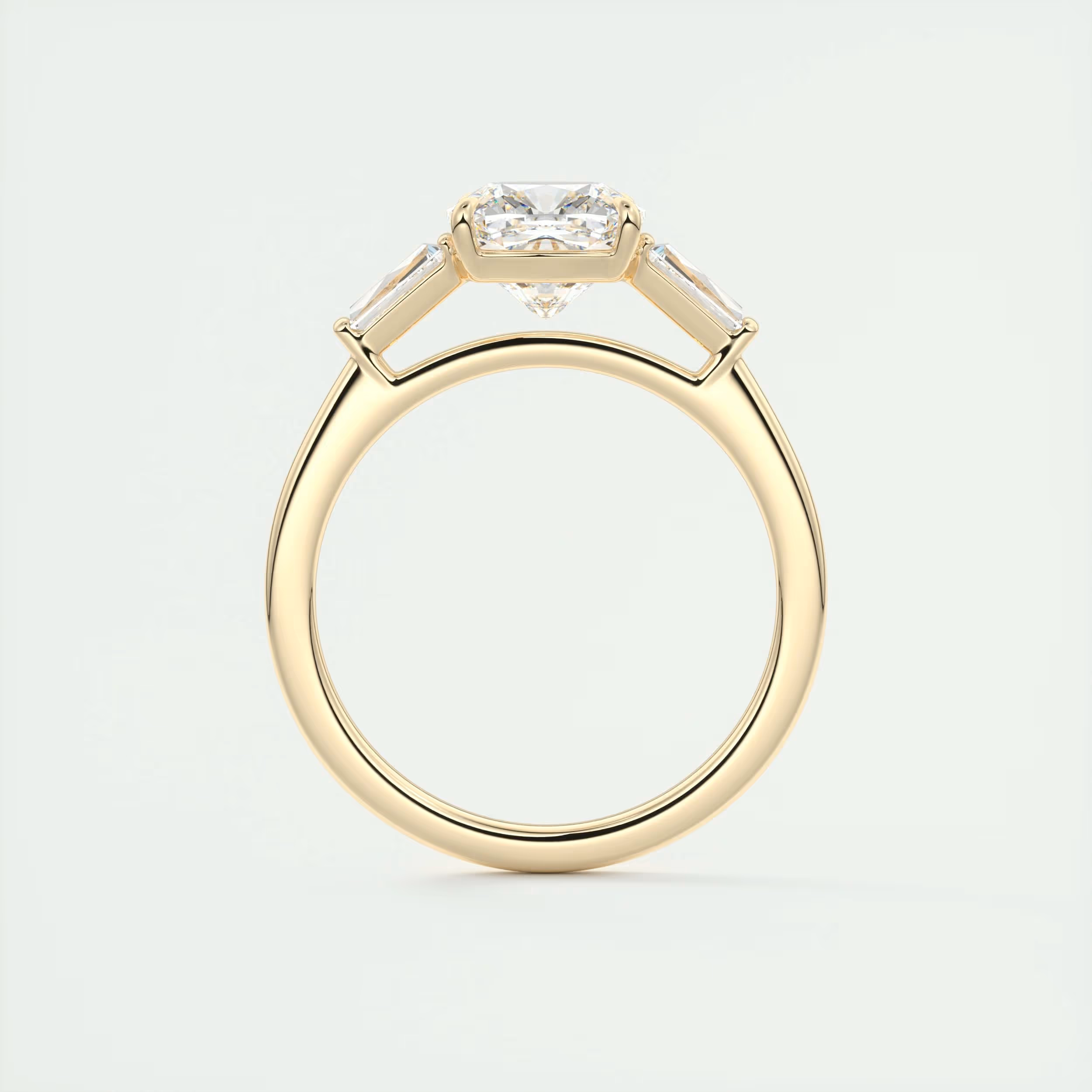 Sleek 2 Carat Cushion Flush Stacking Three-Stone Engagement Ring