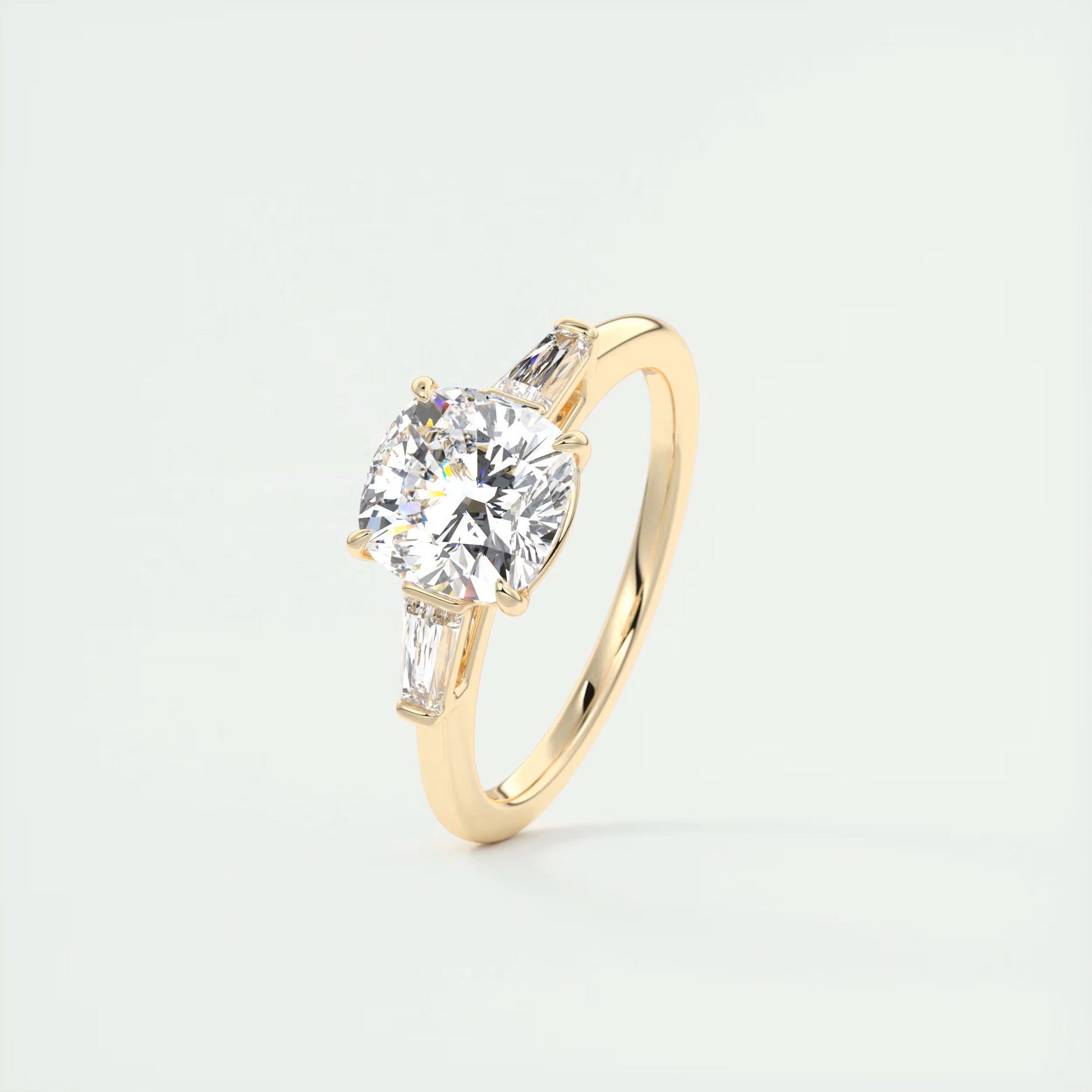 Sleek 2 Carat Cushion Flush Stacking Three-Stone Engagement Ring