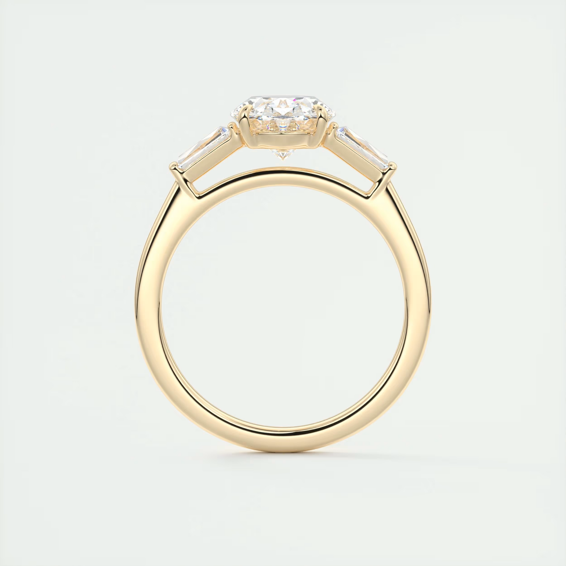 Sparkle 2 Carat Oval Flush Stacking Three-Stone Engagement Ring