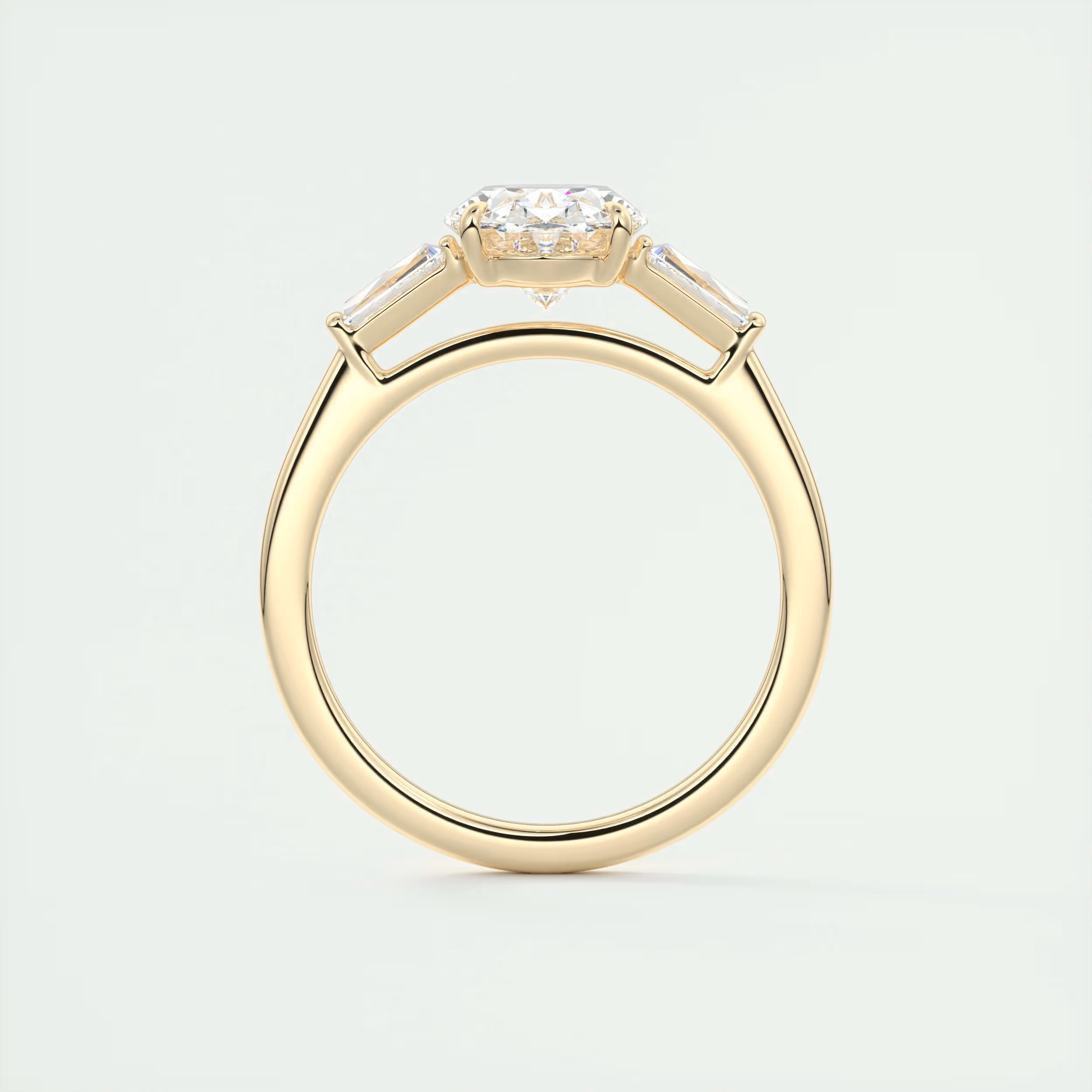 Sparkle 2 Carat Oval Flush Stacking Three-Stone Engagement Ring