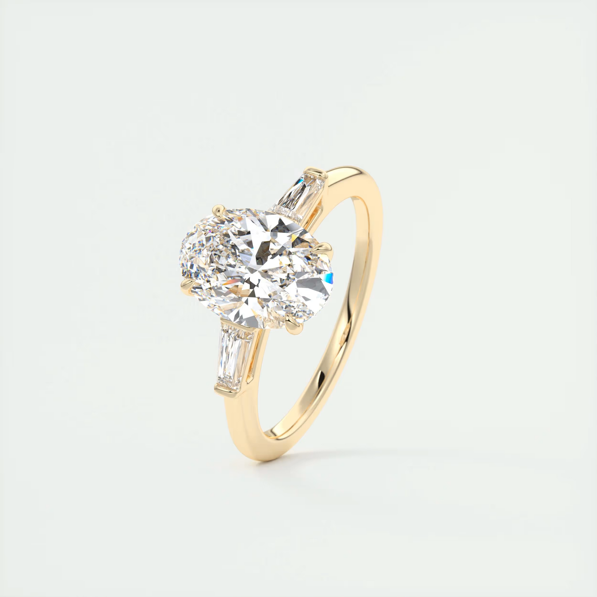 Sparkle 2 Carat Oval Flush Stacking Three-Stone Engagement Ring