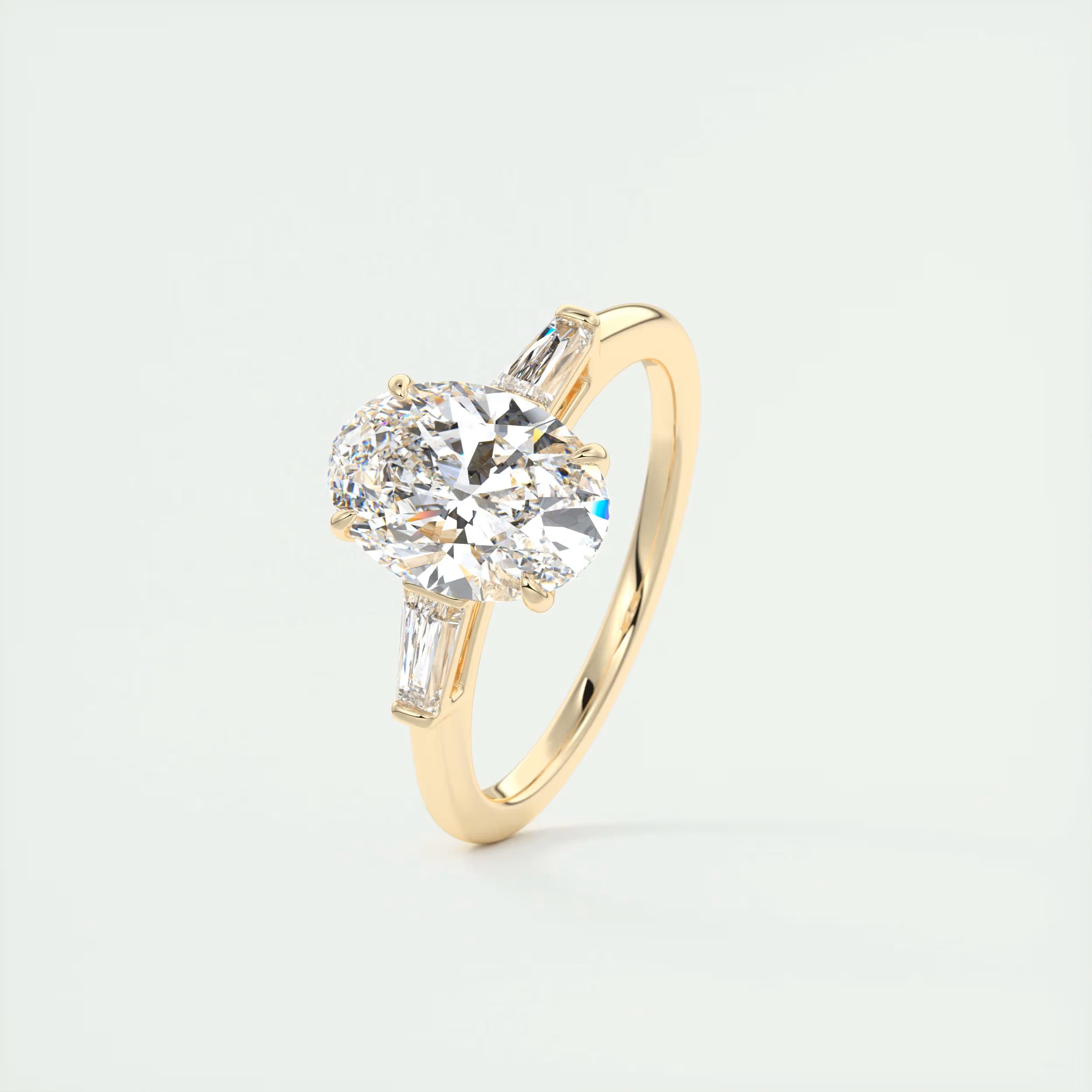Sparkle 2 Carat Oval Flush Stacking Three-Stone Engagement Ring