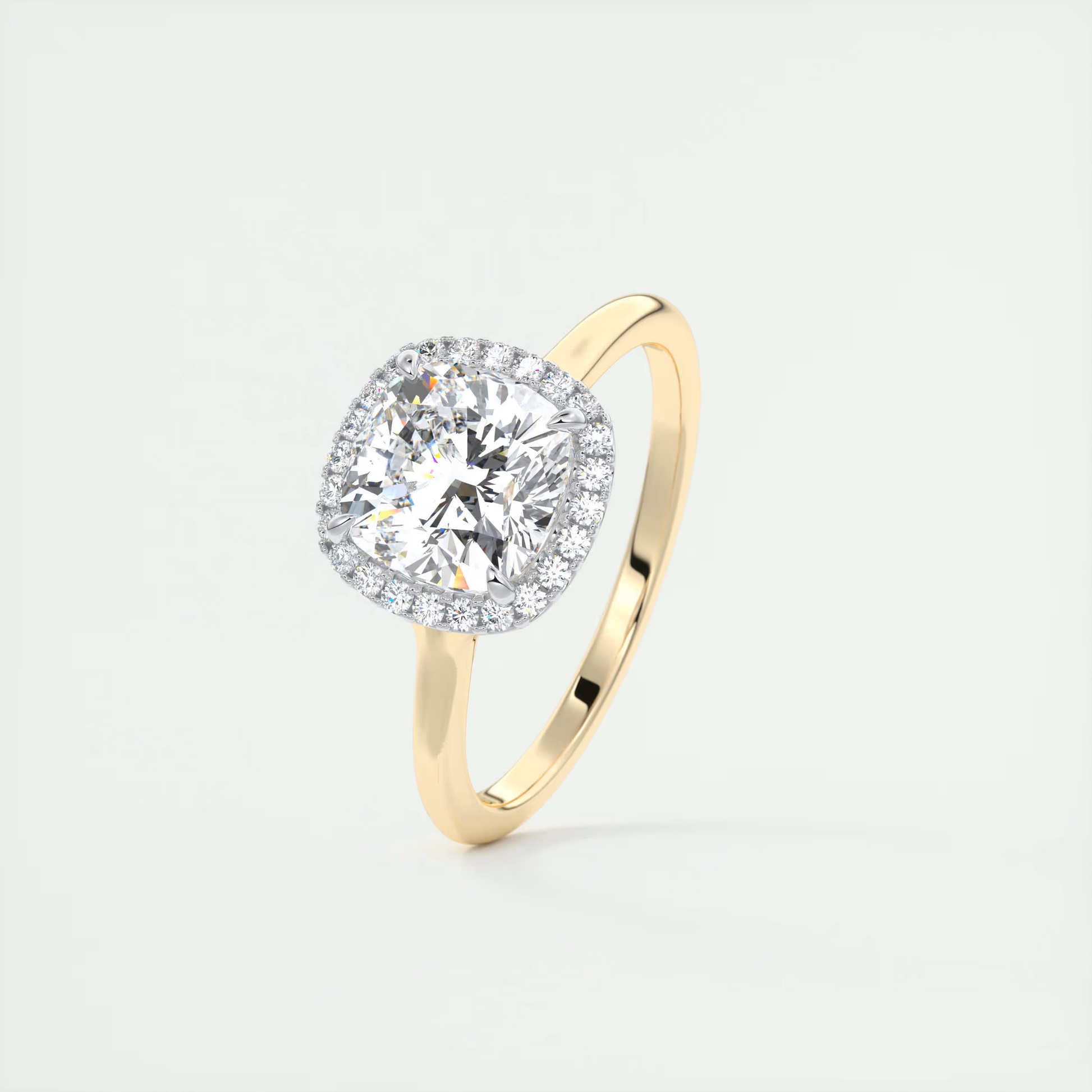 Clean Lines 2 Carat Cushion Center with French Set Halo