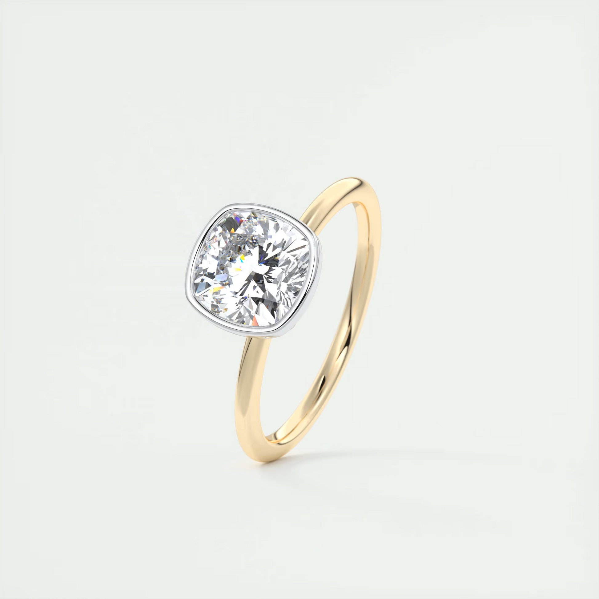 2 Carat Cushion Bezel Set Solitaire