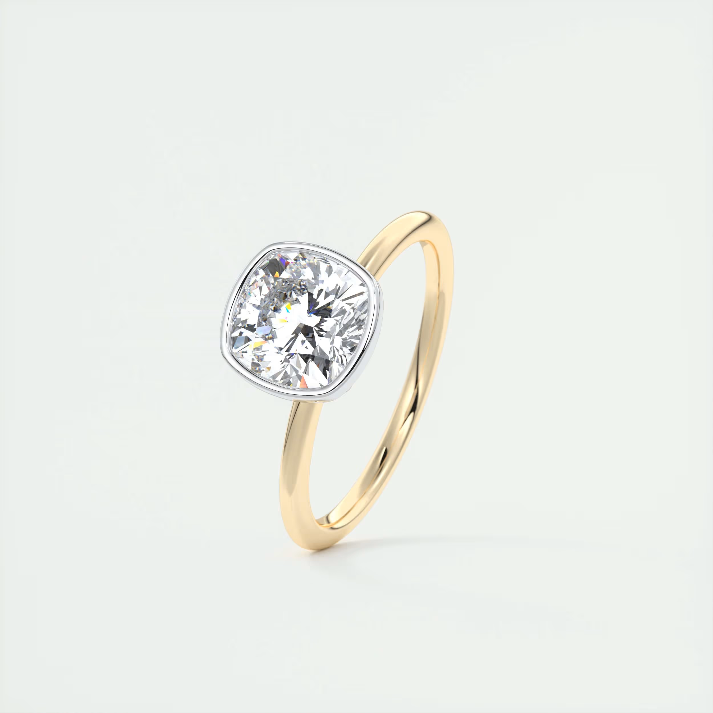 2 Carat Cushion Bezel Set Solitaire