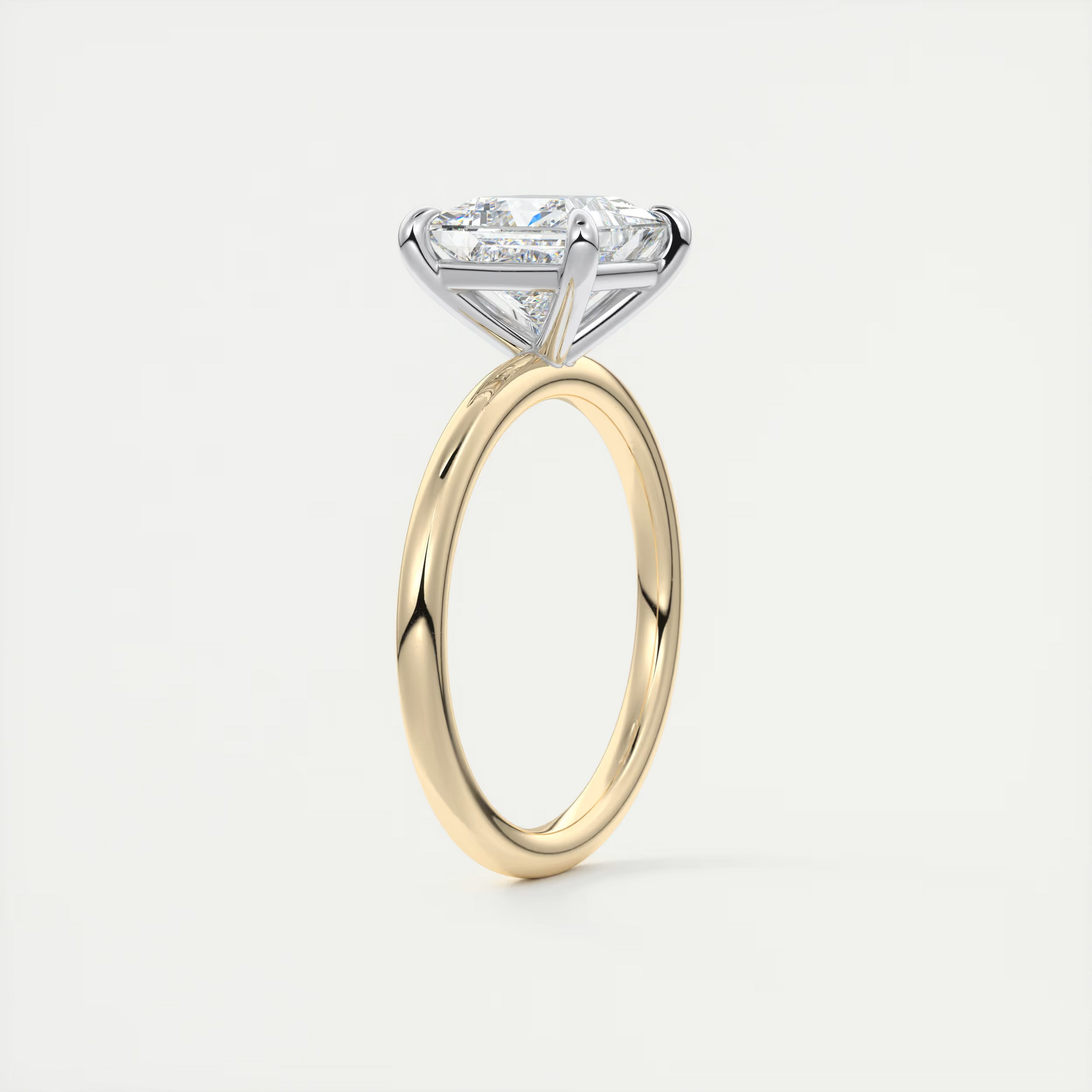 2 Carat Princess Gold Solitaire with Platinum Prongs