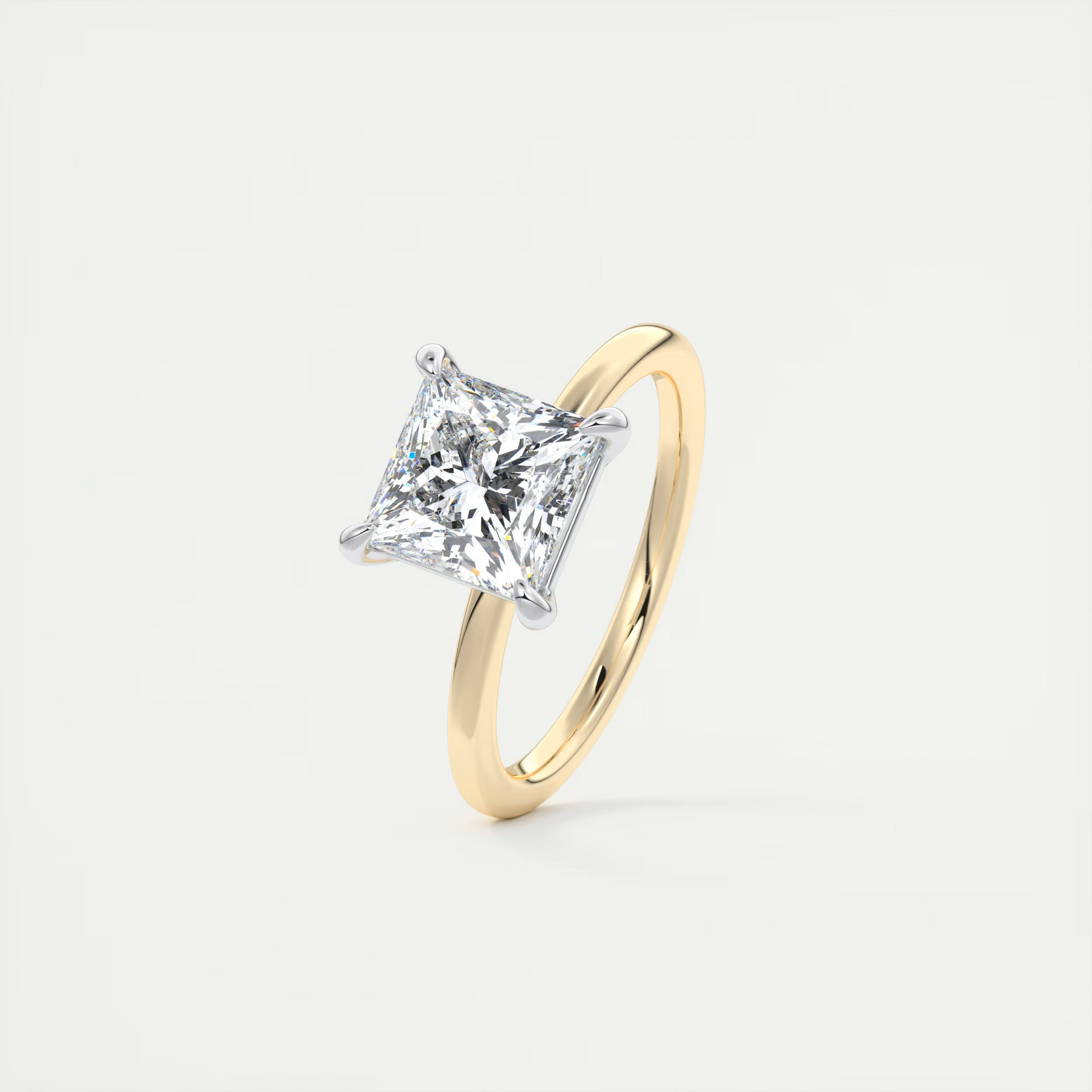2 Carat Princess Gold Solitaire with Platinum Prongs