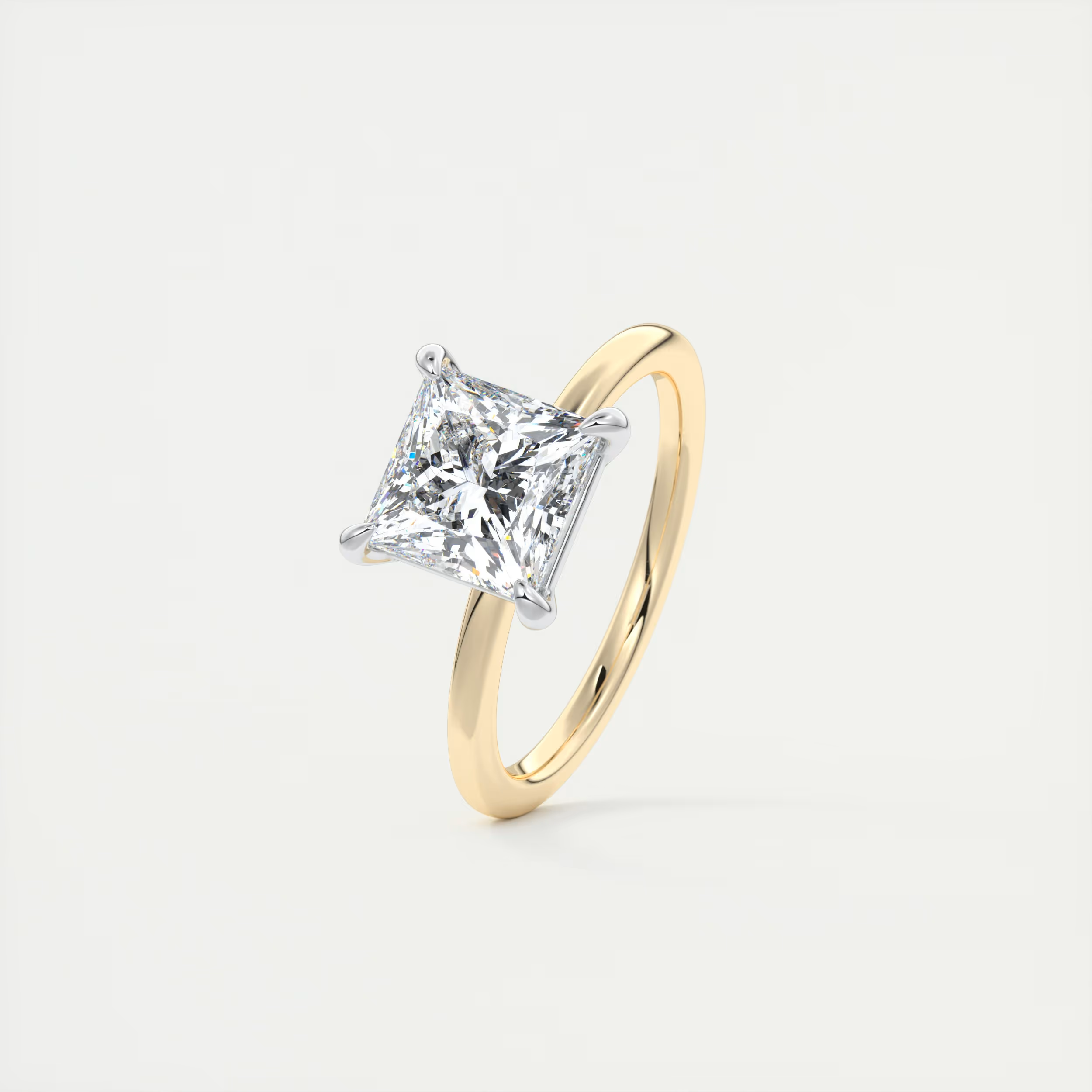 2 Carat Princess Gold Solitaire with Platinum Prongs