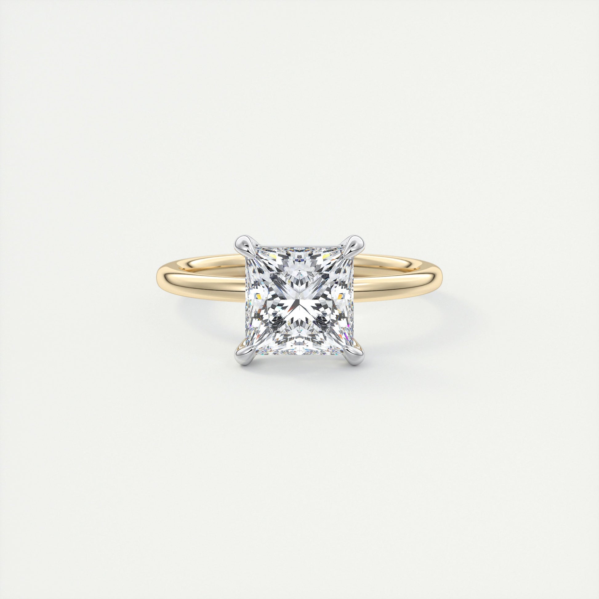 2 Carat Princess Gold Solitaire with Platinum Prongs
