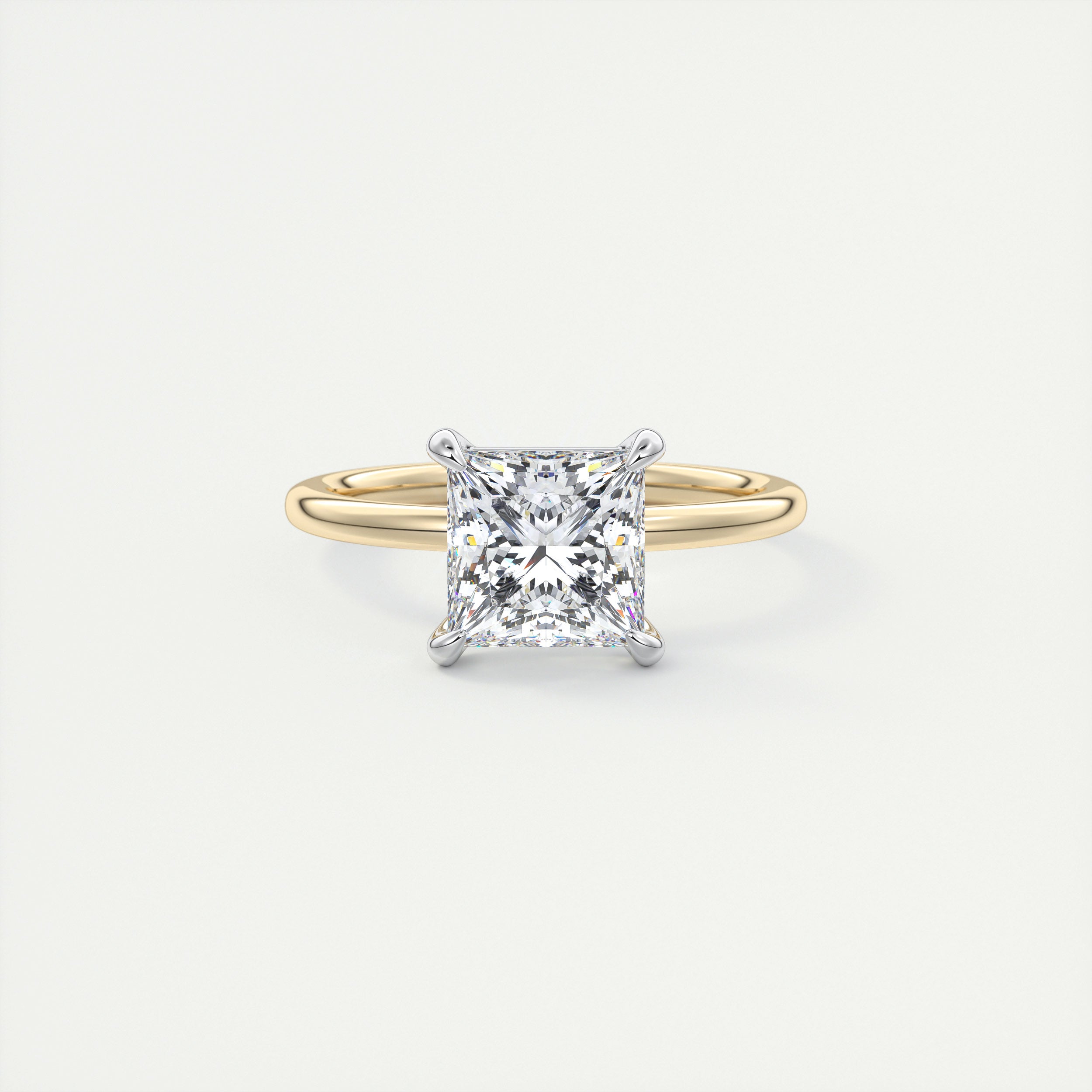 2 Carat Princess Gold Solitaire with Platinum Prongs